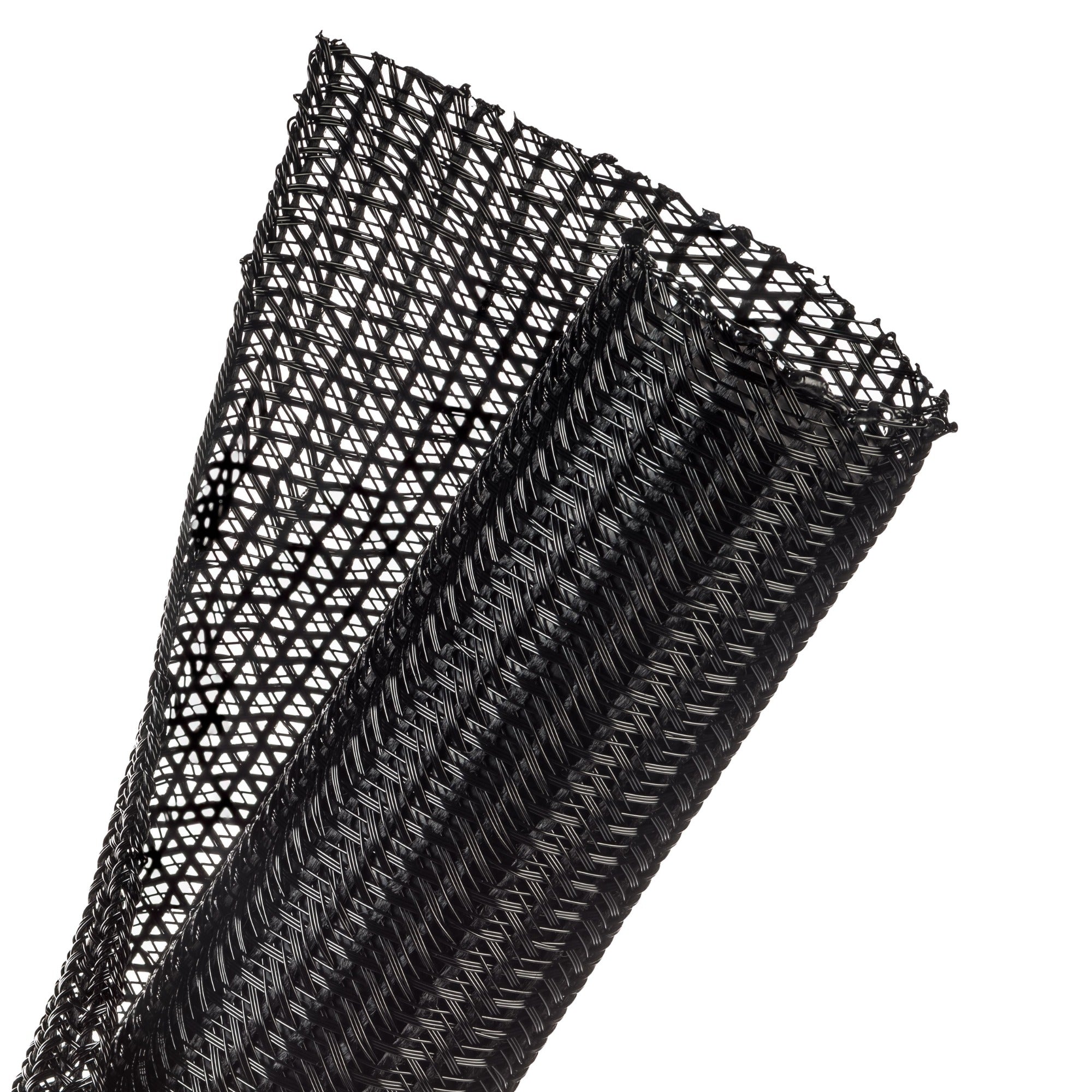 Techflex Flexo F6 Split, Semi-Rigid Braided Sleeving (1-1/2" Black, 75' Box)