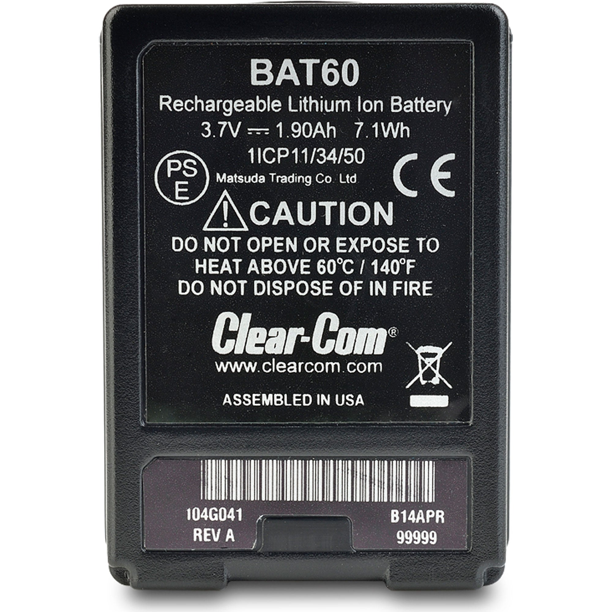 Clear-Com BAT60 FreeSpeak II Lithium-Ion Battery
