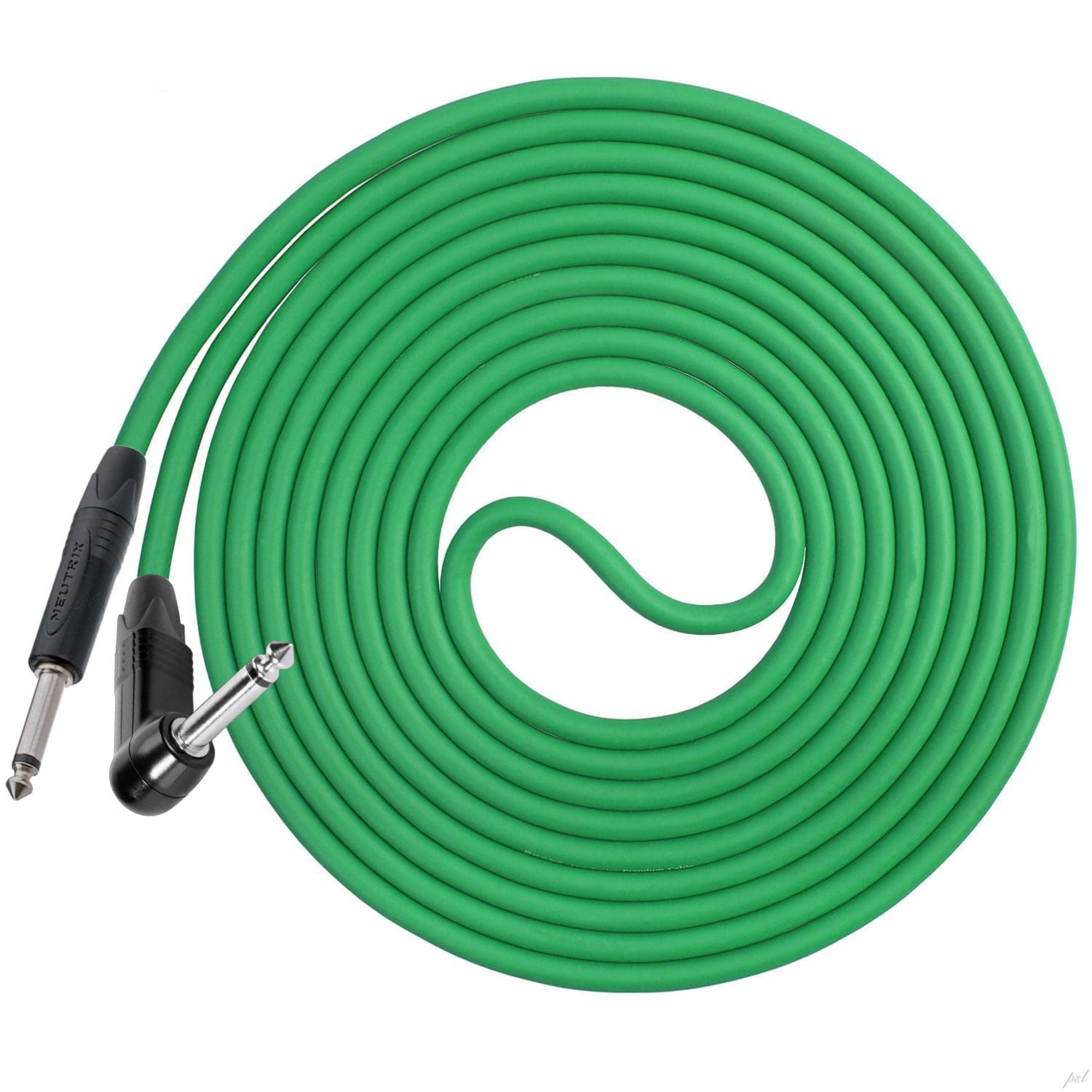 Performance Audio Professional 1/4" Straight to Right Angle Instrument Cable (12', Green)
