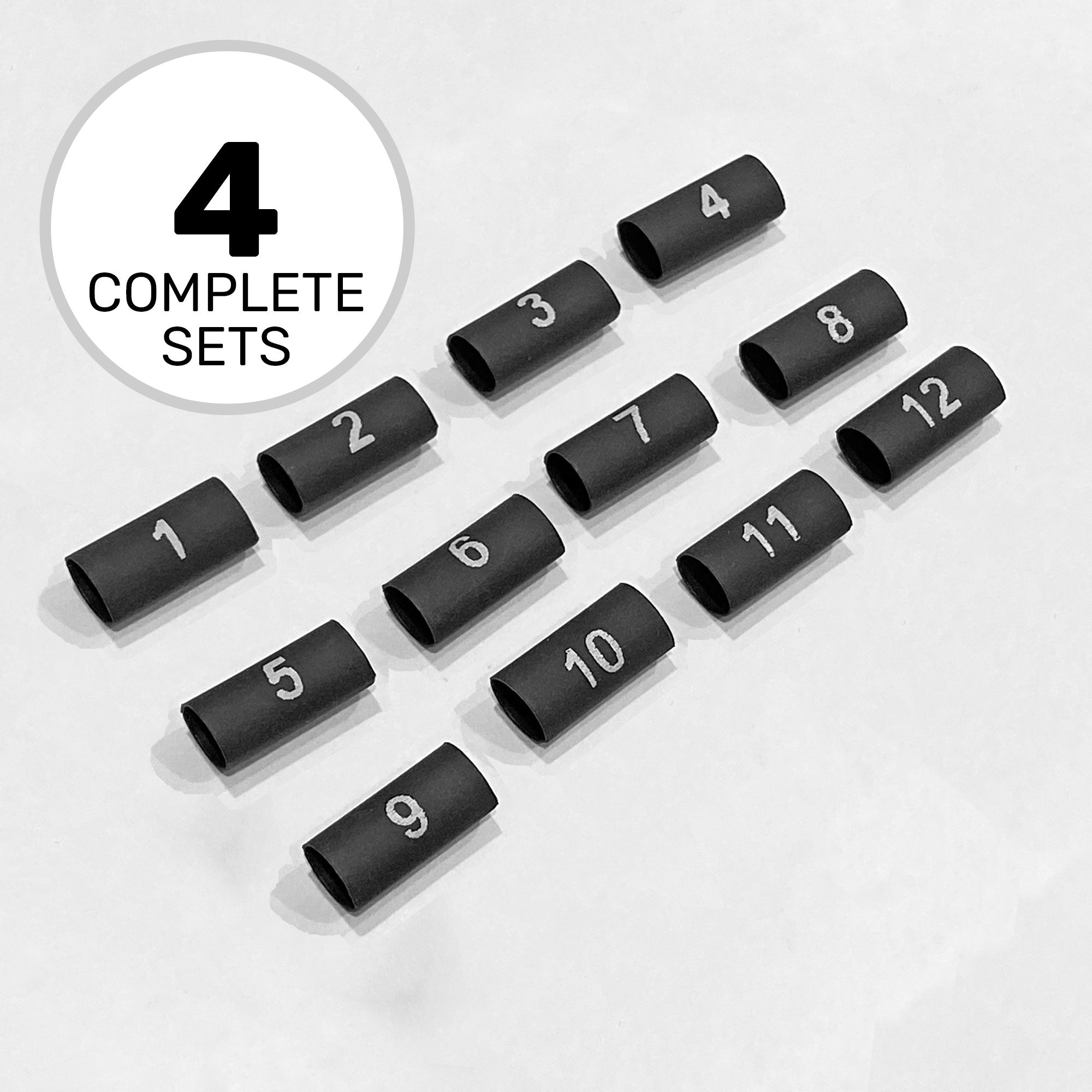 Performance Audio 2:1 3/16" Heat Shrink Numbered Snake Channels Wire Marker Set (1-12, Four of Each)