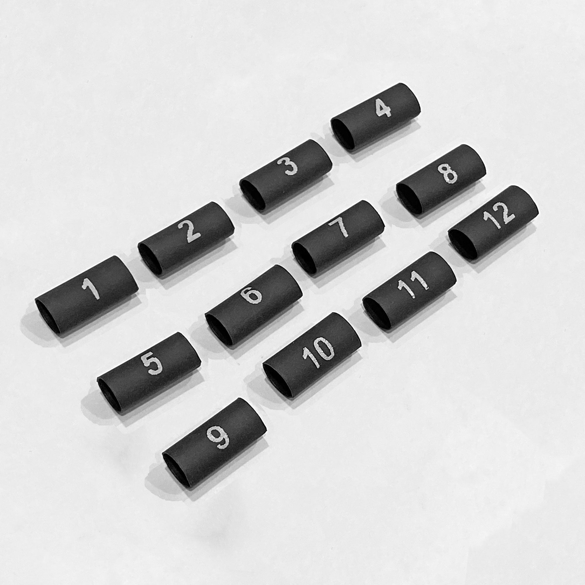 Performance Audio 2:1 3/16" Heat Shrink Numbered Snake Channels Wire Marker Set (1-12, Four of Each)