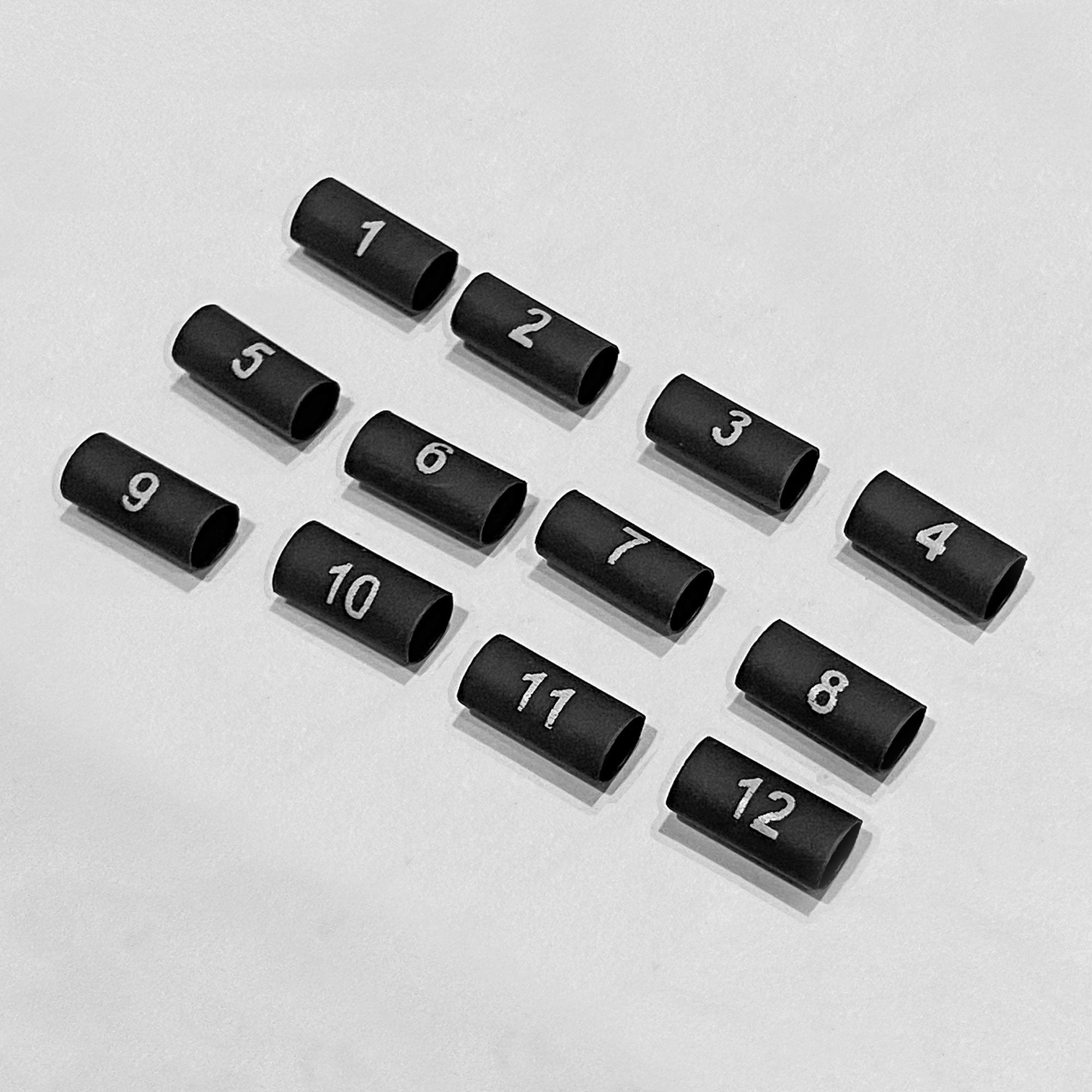 Performance Audio 2:1 3/16" Heat Shrink Numbered Snake Channels Wire Marker Set (1-12, Four of Each)