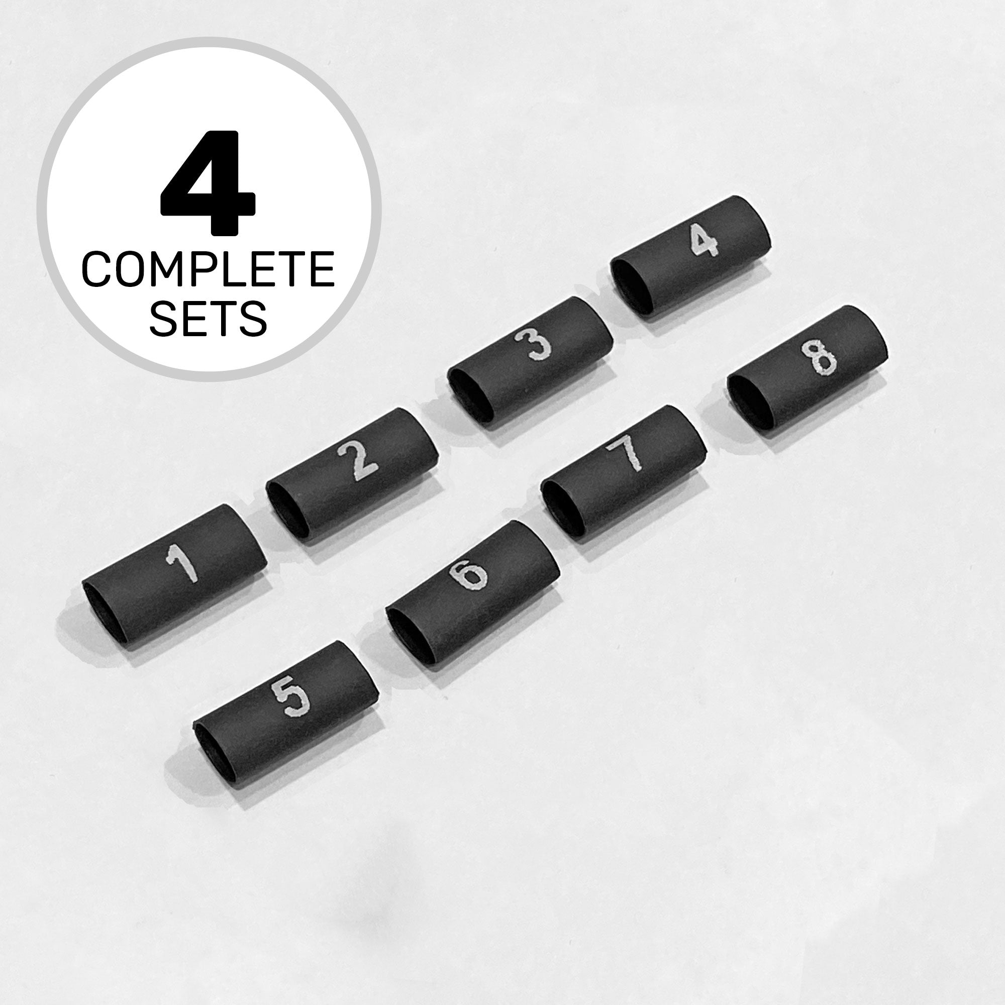 Performance Audio 2:1 3/16" Heat Shrink Numbered Snake Channels Wire Marker Set (1-8, Four of Each) Image 1