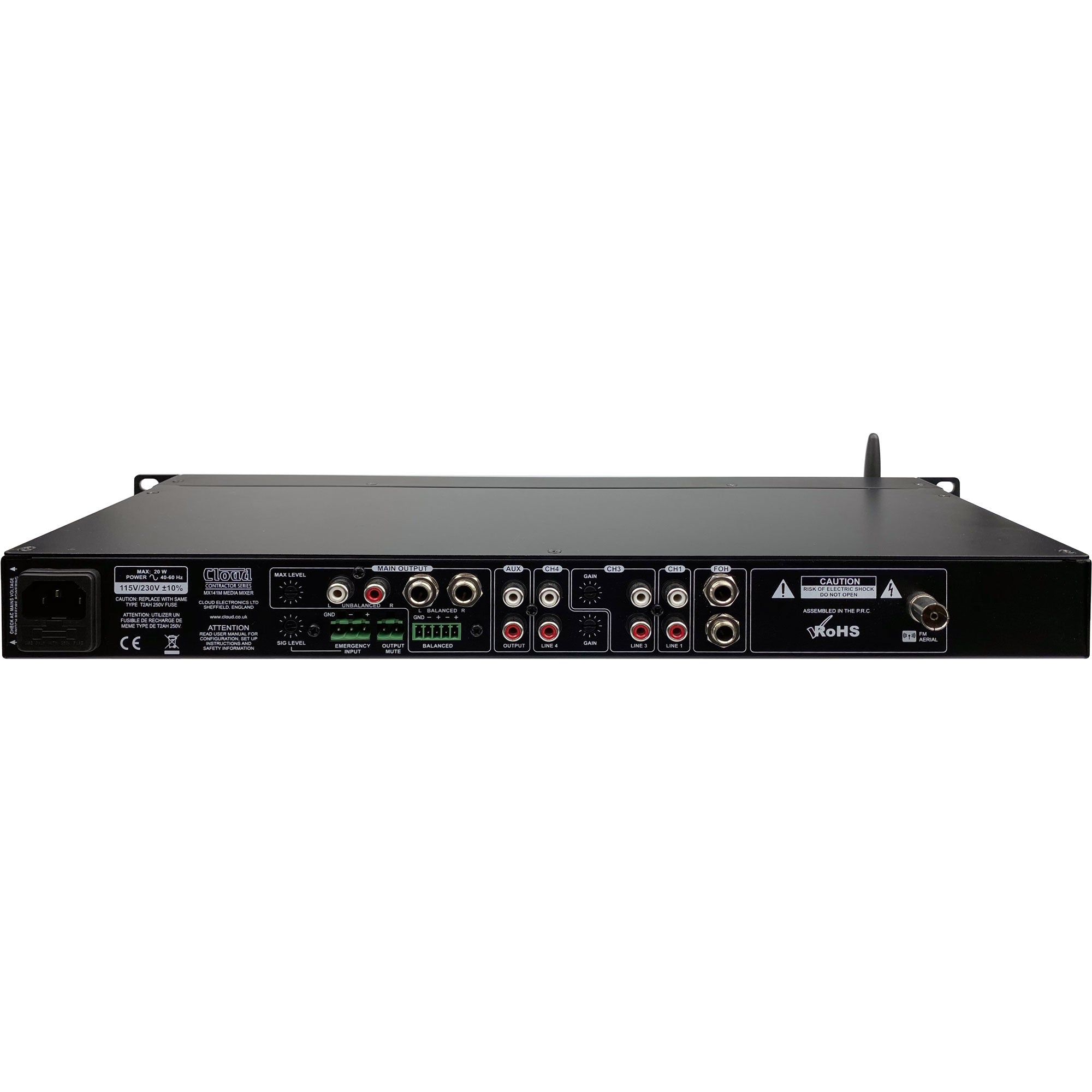 Cloud MX141M 5-Channel Mixer / Media Player with Bluetooth (1U)