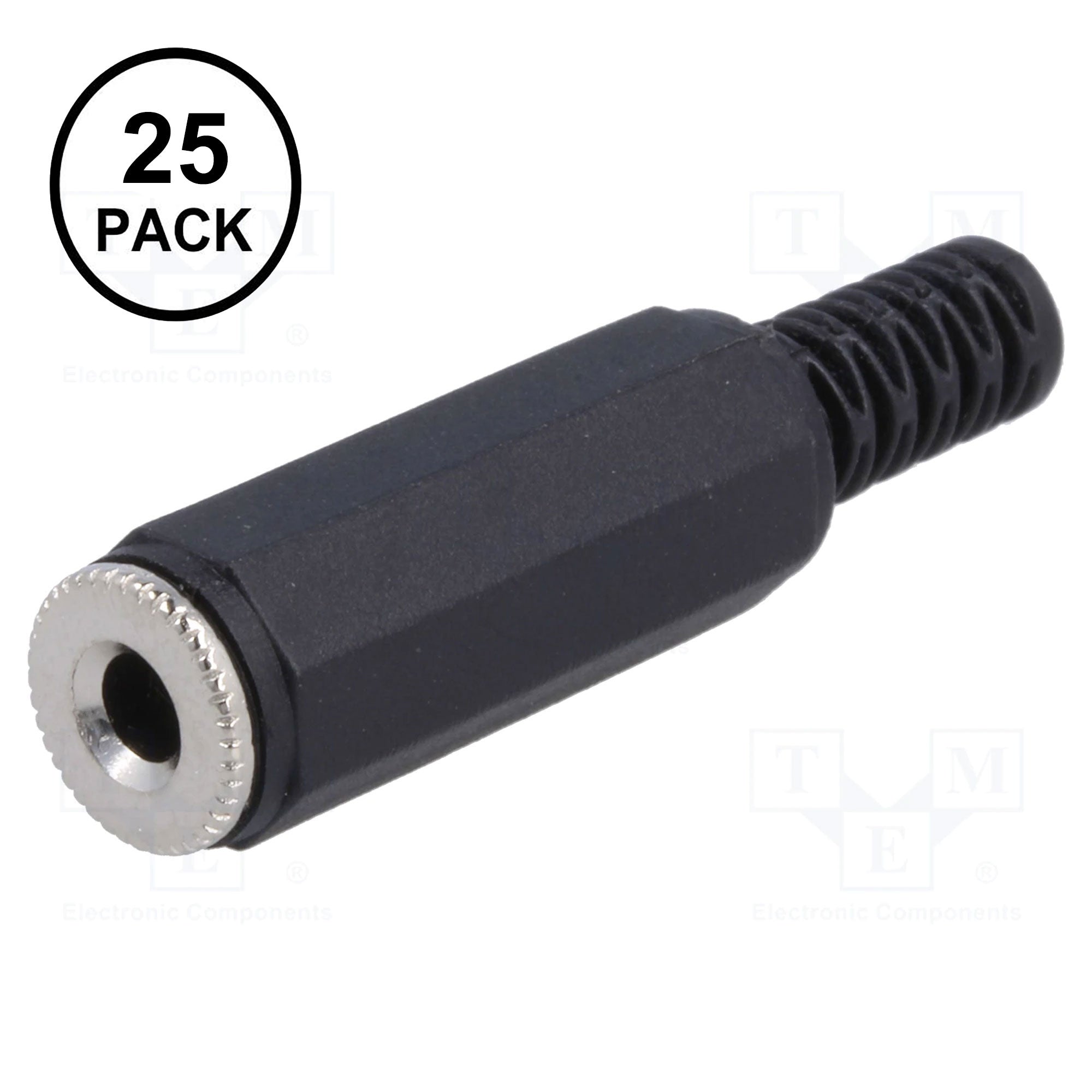 Performance Audio In-Line 3.5mm (1/8") TS Mono Female Jack (Black Plastic, 25 Pack)