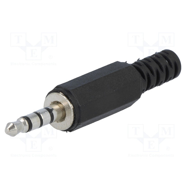 Performance Audio In-Line 3.5mm (1/8") TRRS 4-Pole Male Plug (Black Plastic)