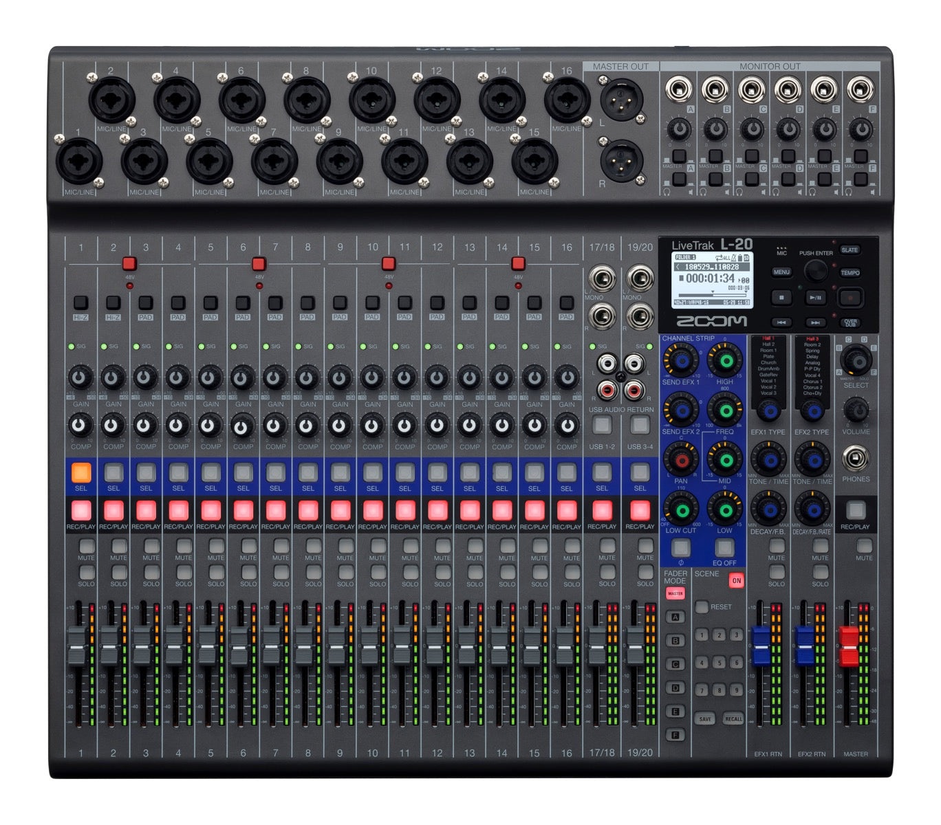 Zoom LiveTrak L-20 20-Channel Digital Mixer and Multitrack Recorder