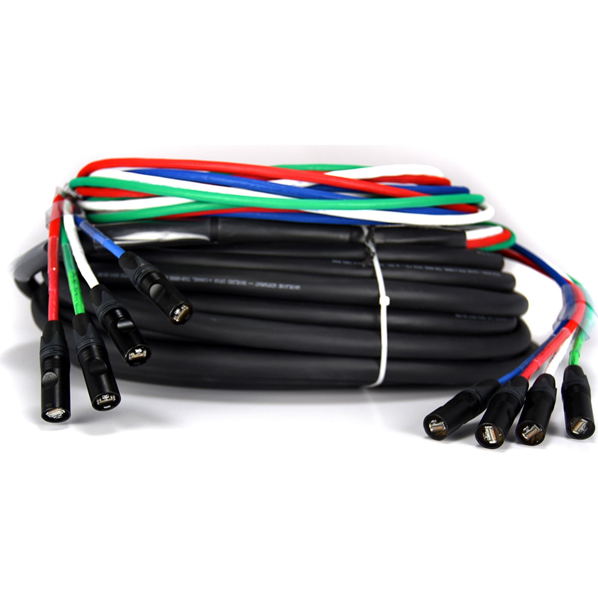 Whirlwind MTD-0-4-C5E-100 4-Channel Fan to Fan Cat5e etherCON Snake (100')