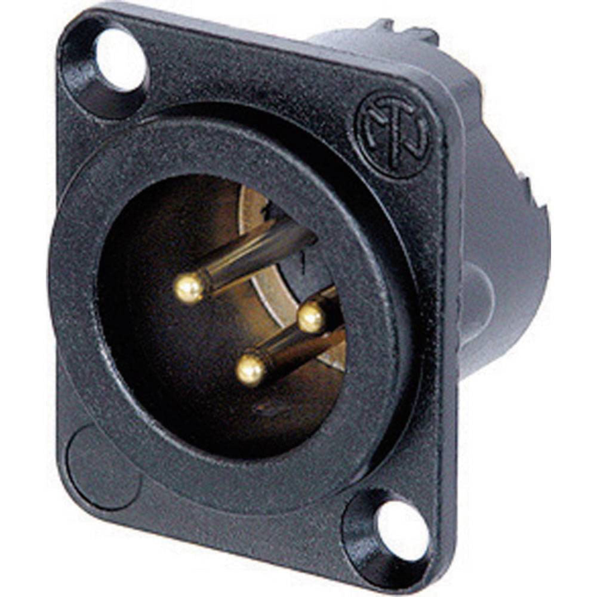 Neutrik NC3MD-LX-B Male 3-Pin XLR Chassis Connector (Black/Gold, Box of 100)