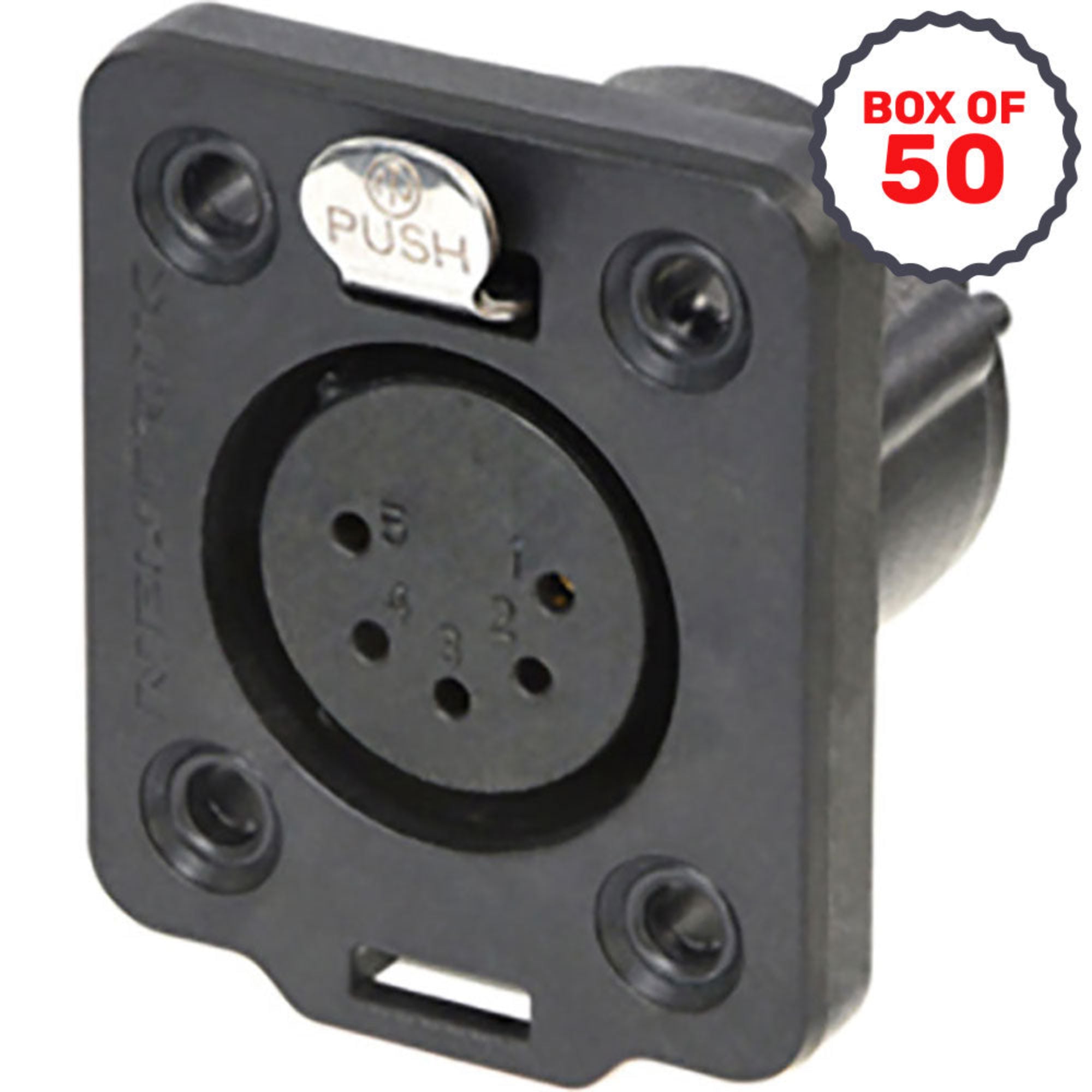 Neutrik NC5FDX-TOP Heavy-Duty Female 5-Pin XLR Chassis Connector IP65 and UV Rated (Box of 50)