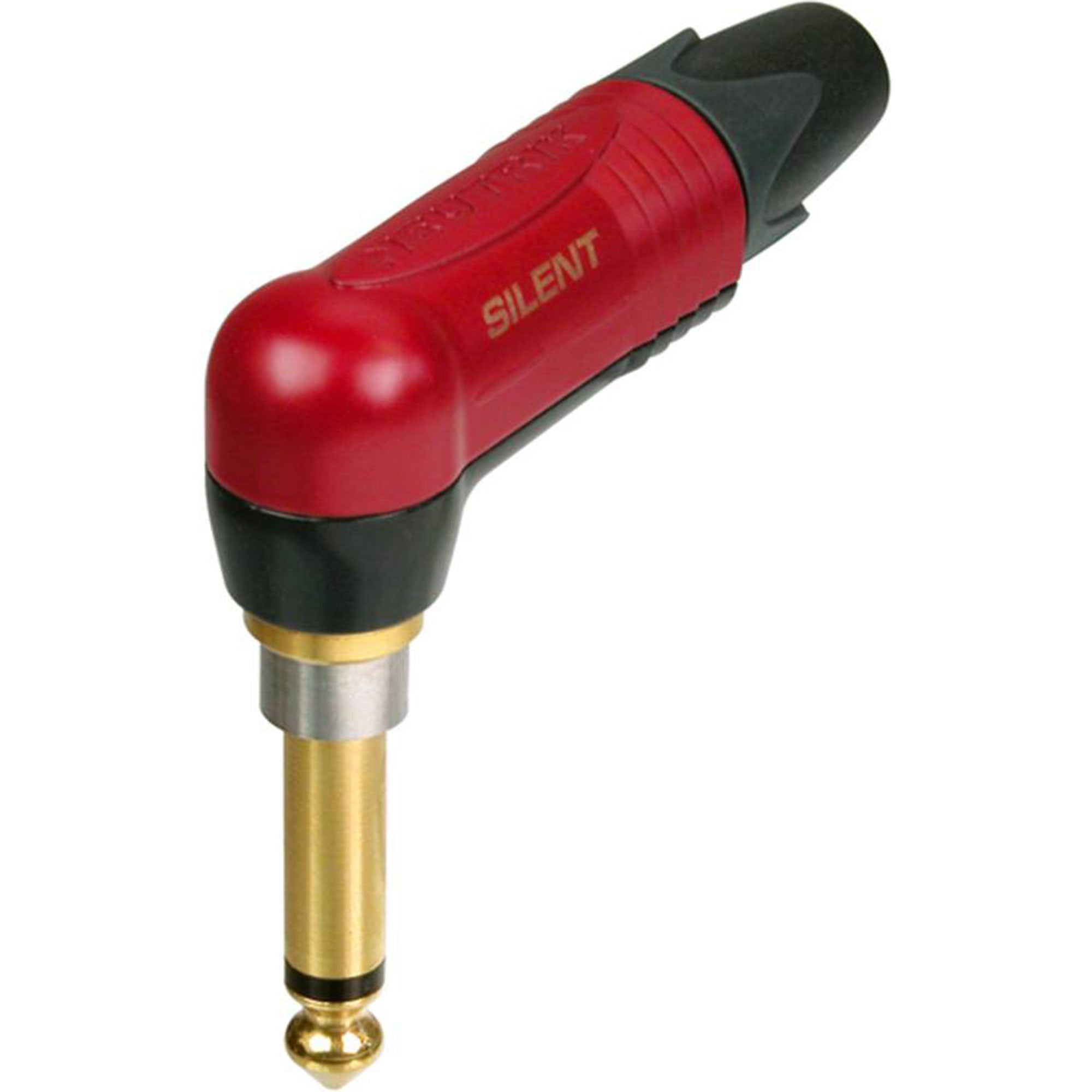 Neutrik NP2RX-AU-SILENT Professional Right-Angle 1/4" TS Mono silentPLUG (Red/Gold, Box of 25)