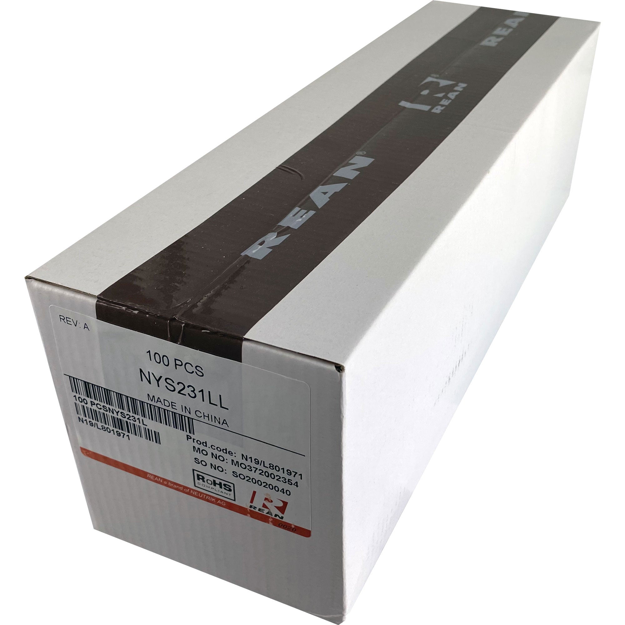 Neutrik Rean NYS231LL 3.5mm Stereo Phone Plug with X-Large Cable Outlet (Nickel/Silver, Box of 100)