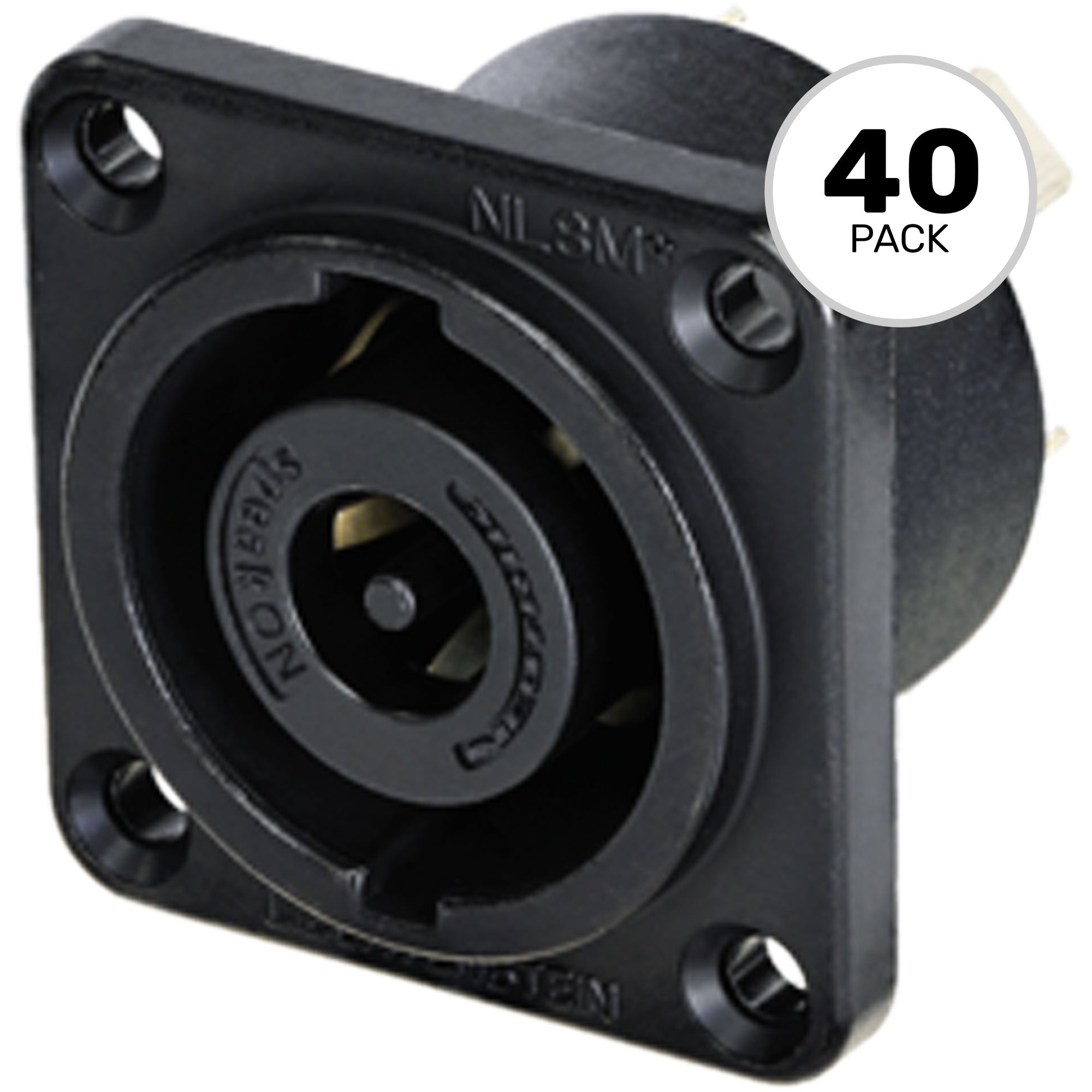 Neutrik NLT8MPXX-BAG 8-Pole Male speakON Panel Mount Chassis Connector (Black/Silver, Box of 40)