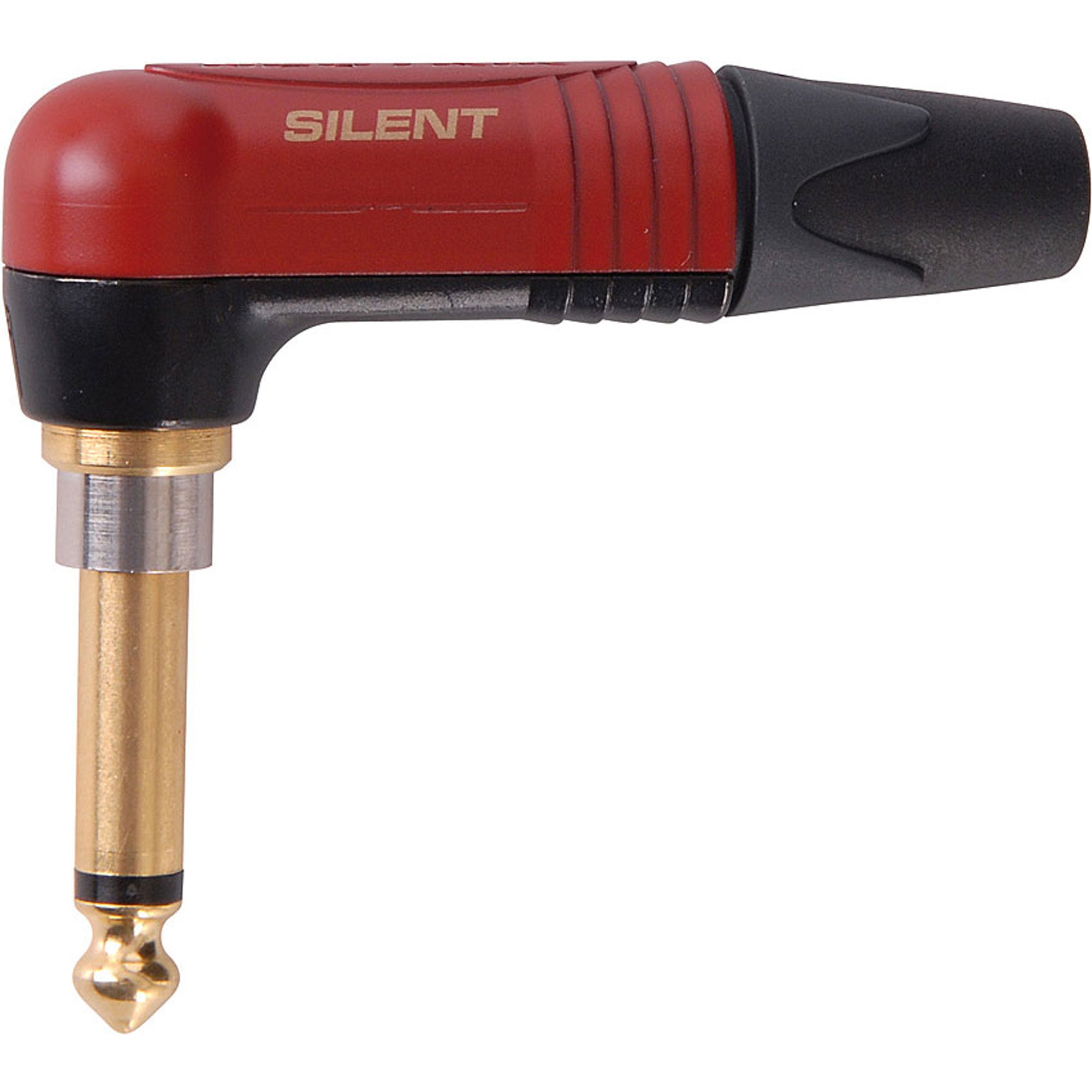 Neutrik NP2RX-AU-SILENT Professional Right-Angle 1/4" TS Mono silentPLUG (Red/Gold, Box of 25)