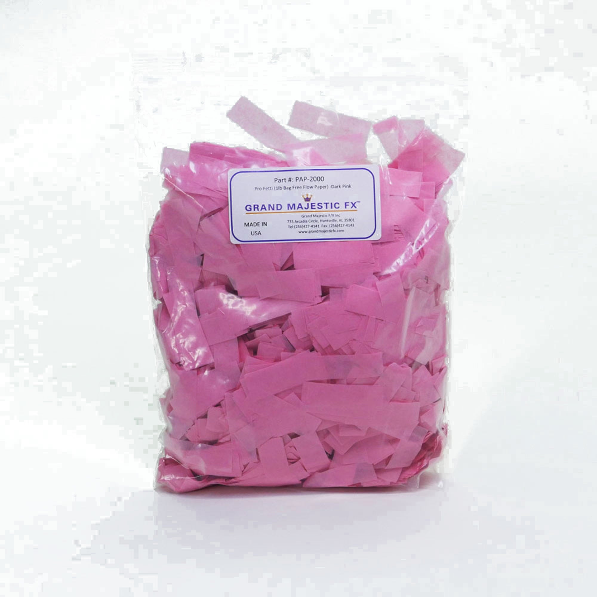 Grand Majestic FX Pro Fetti 1lb Bag of Free Flow Paper Confetti (Pink)