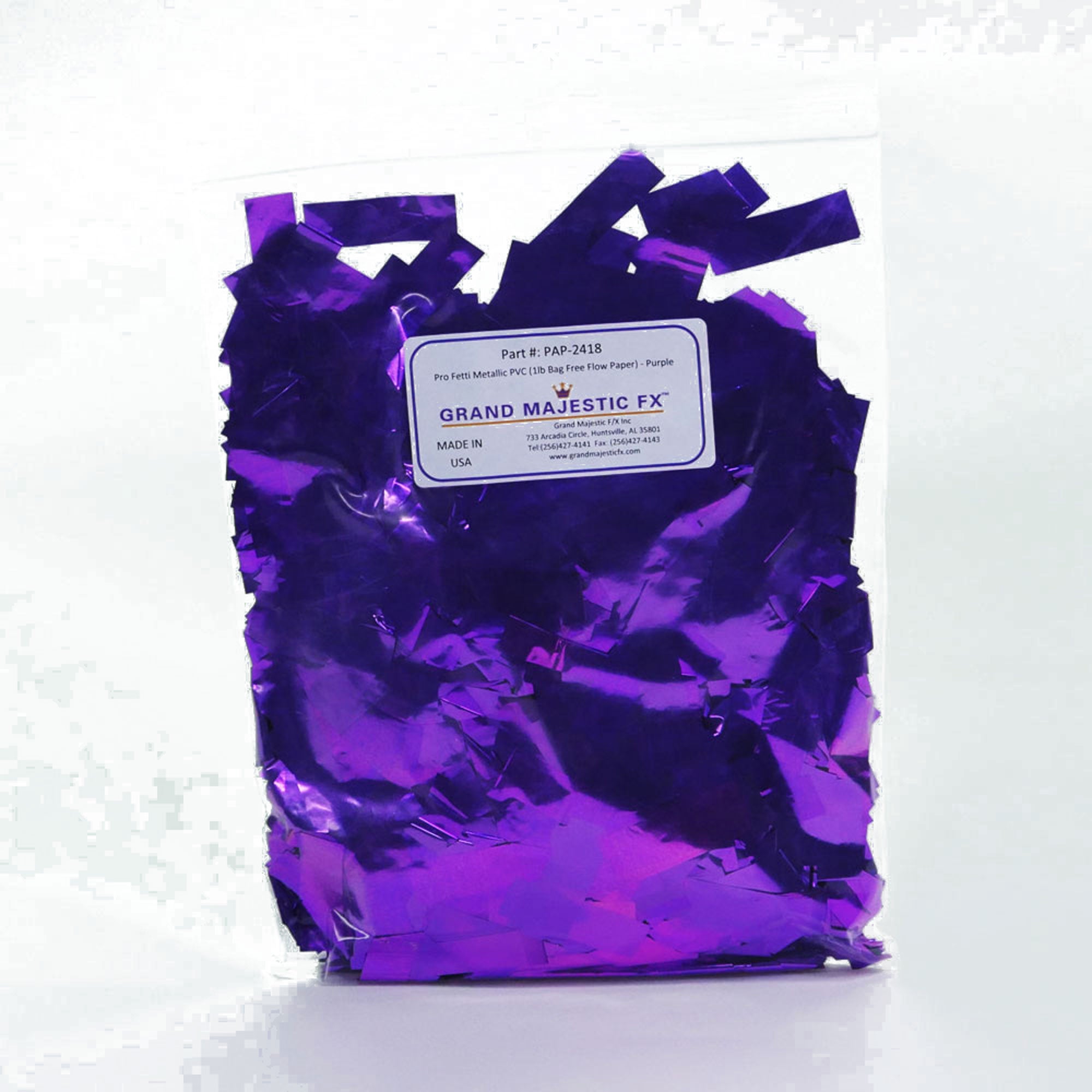 Grand Majestic FX Pro Fetti 10lb Bag of Free Flow Metallic PVC Mylar Confetti (Purple)