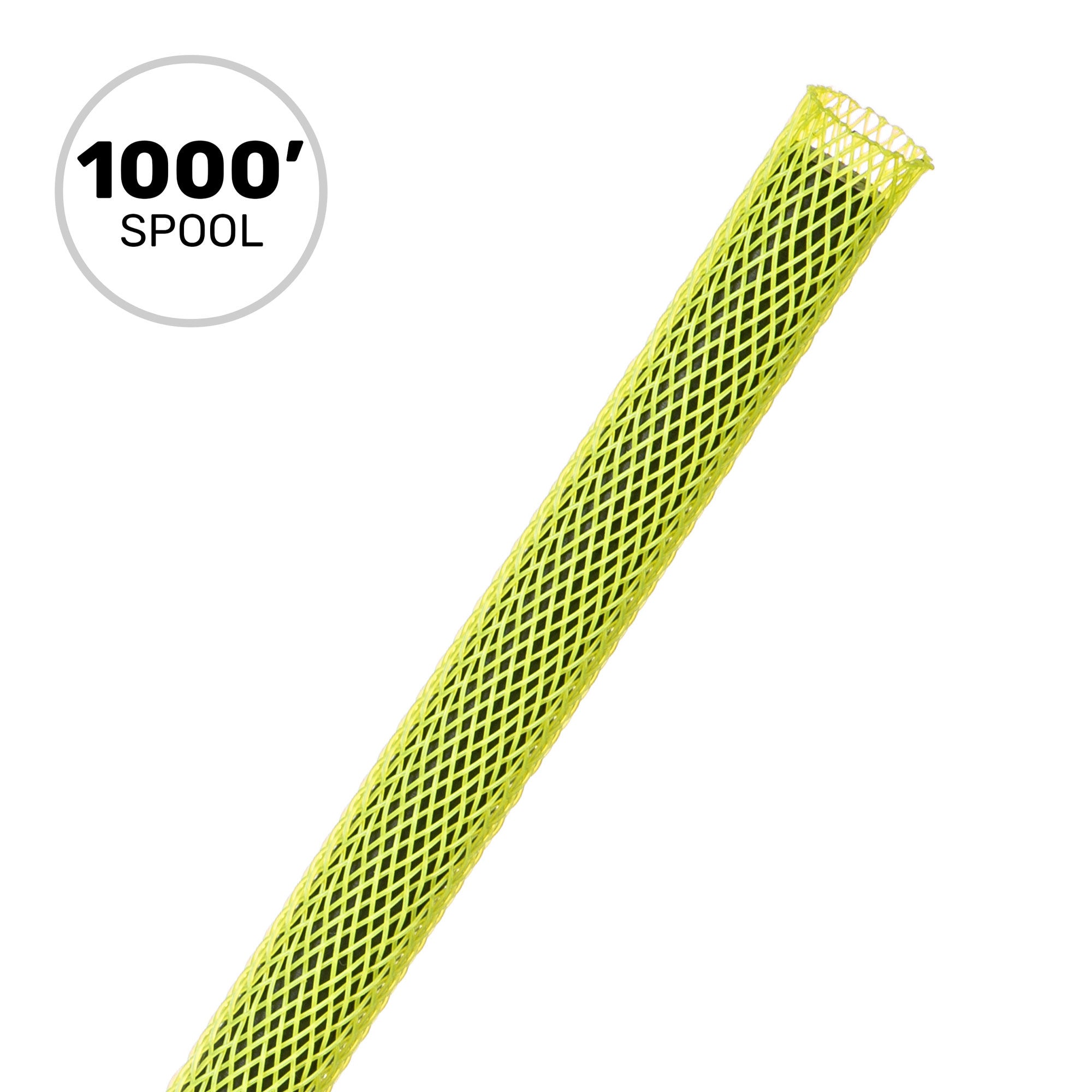 Techflex Flexo PET Expandable Braided Sleeving (1/4" Highlighter Yellow, 1000' Spool)