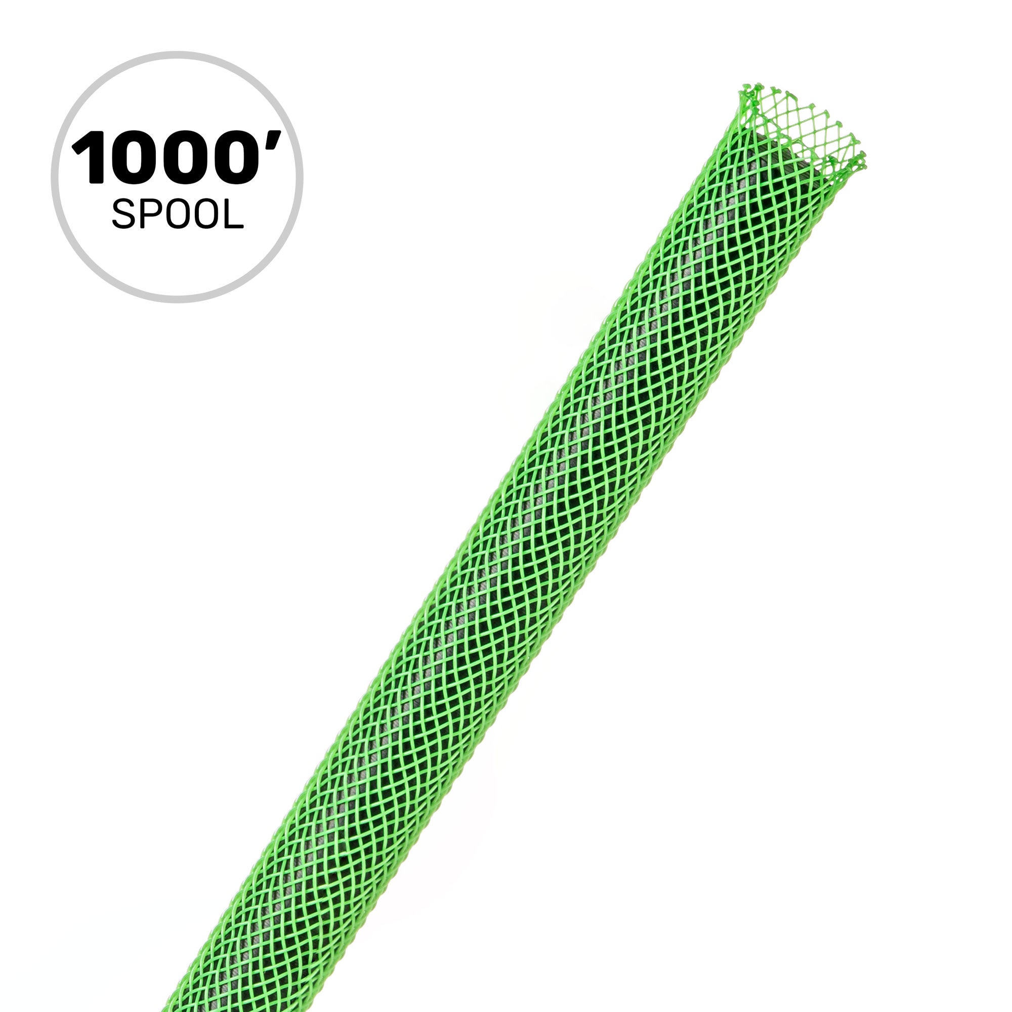 Techflex Flexo PET Expandable Braided Sleeving (1/4" Neon Green, 1000' Spool)