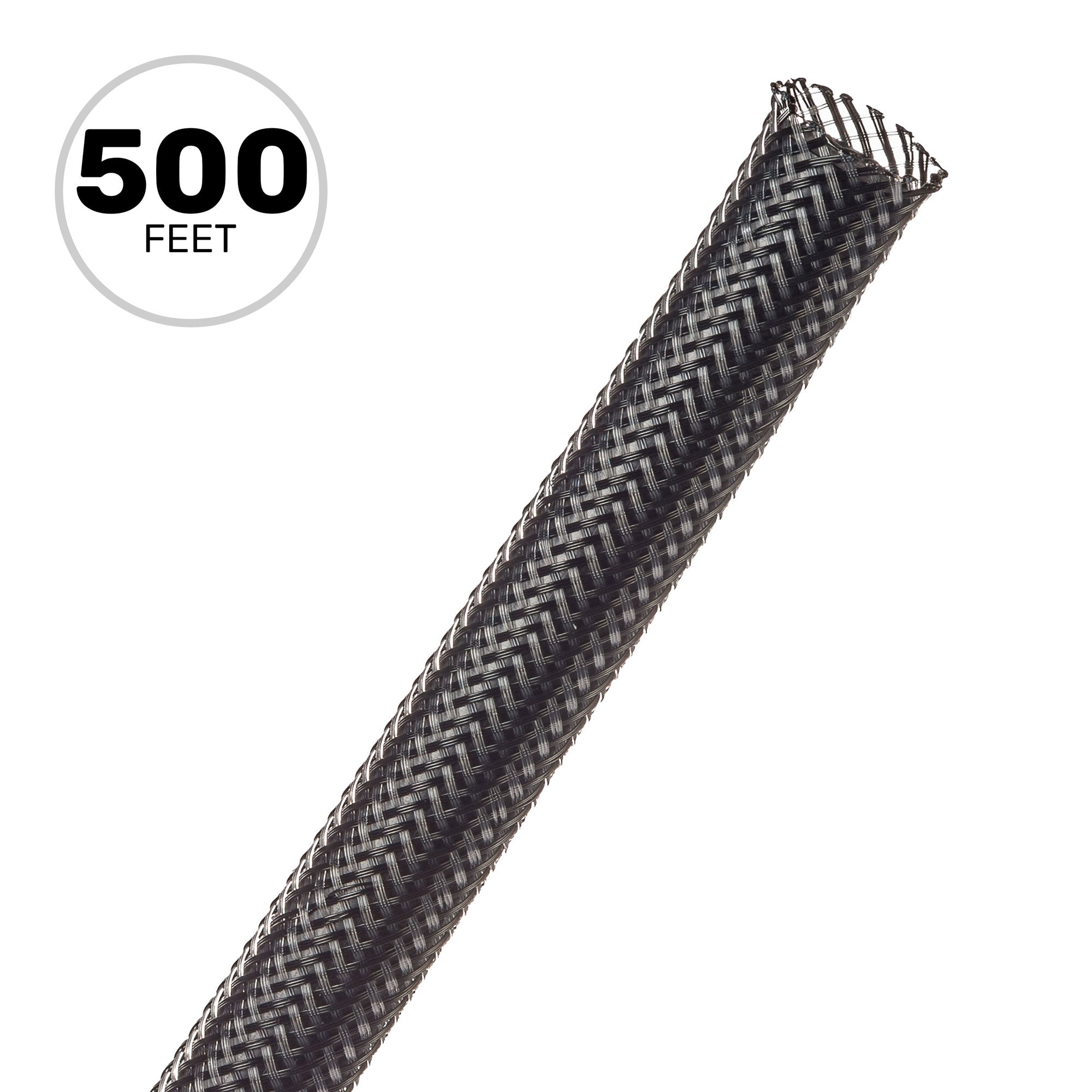 Techflex Flexo PET Expandable Braided Sleeving (3/8" Carbon, 500' Spool)