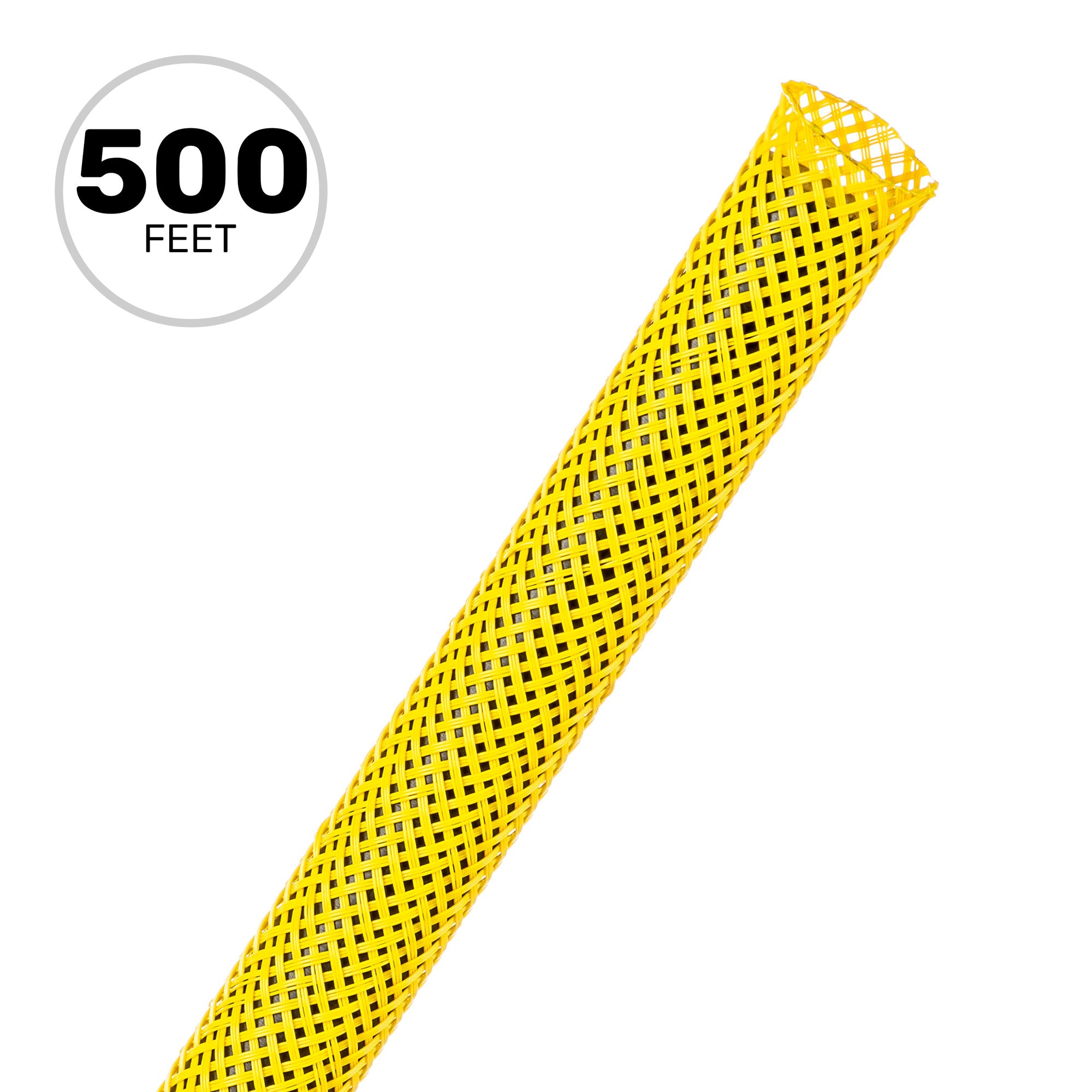 Techflex Flexo PET Expandable Braided Sleeving (3/8" Neon Yellow, 500' Spool)