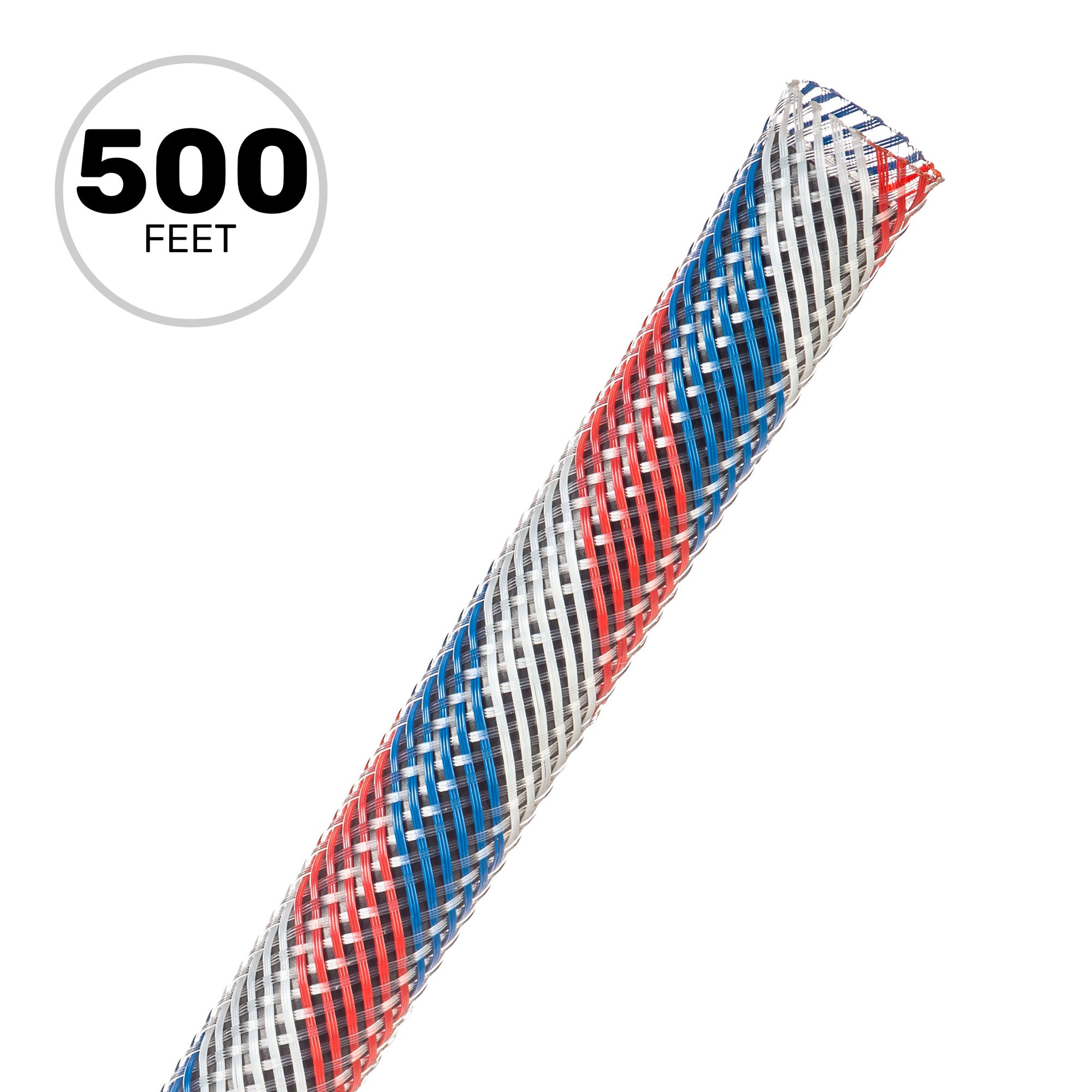 Techflex Flexo PET Expandable Braided Sleeving (3/8" Patriot, 500' Spool)