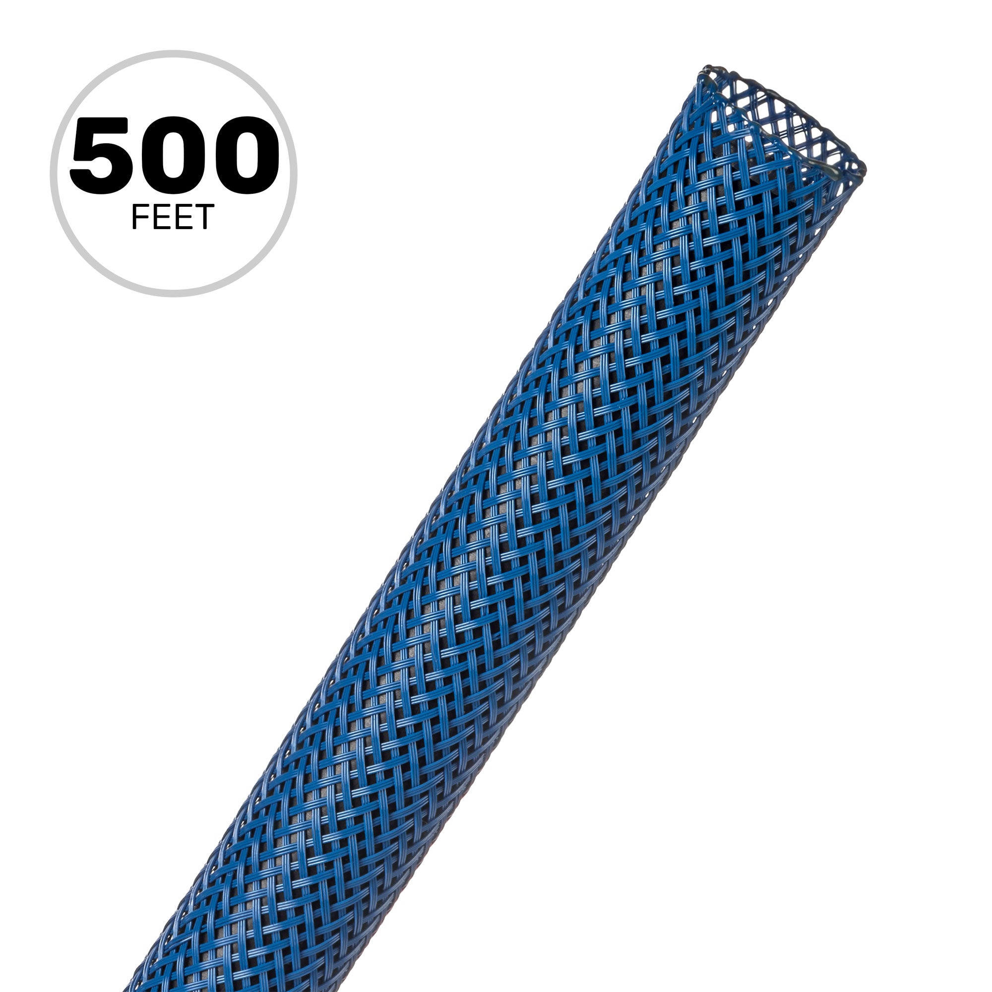Techflex Flexo PET Expandable Braided Sleeving (1/2" Blue, 500' Spool)