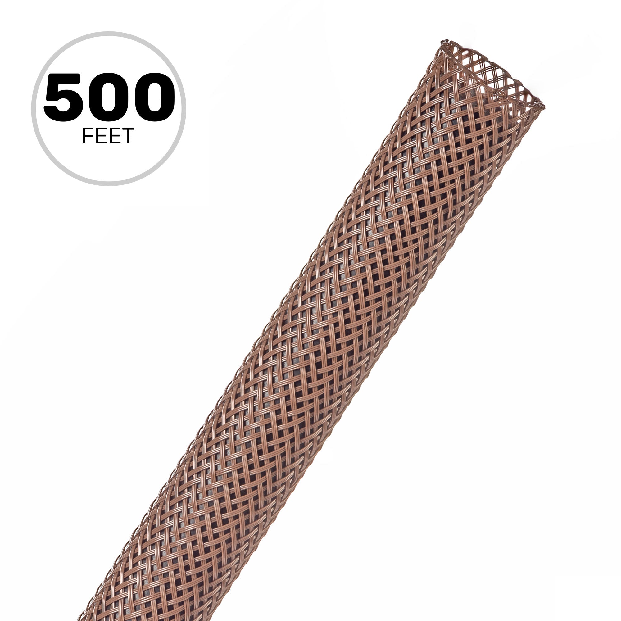 Techflex Flexo PET Expandable Braided Sleeving (1/2" Brown, 500' Spool)