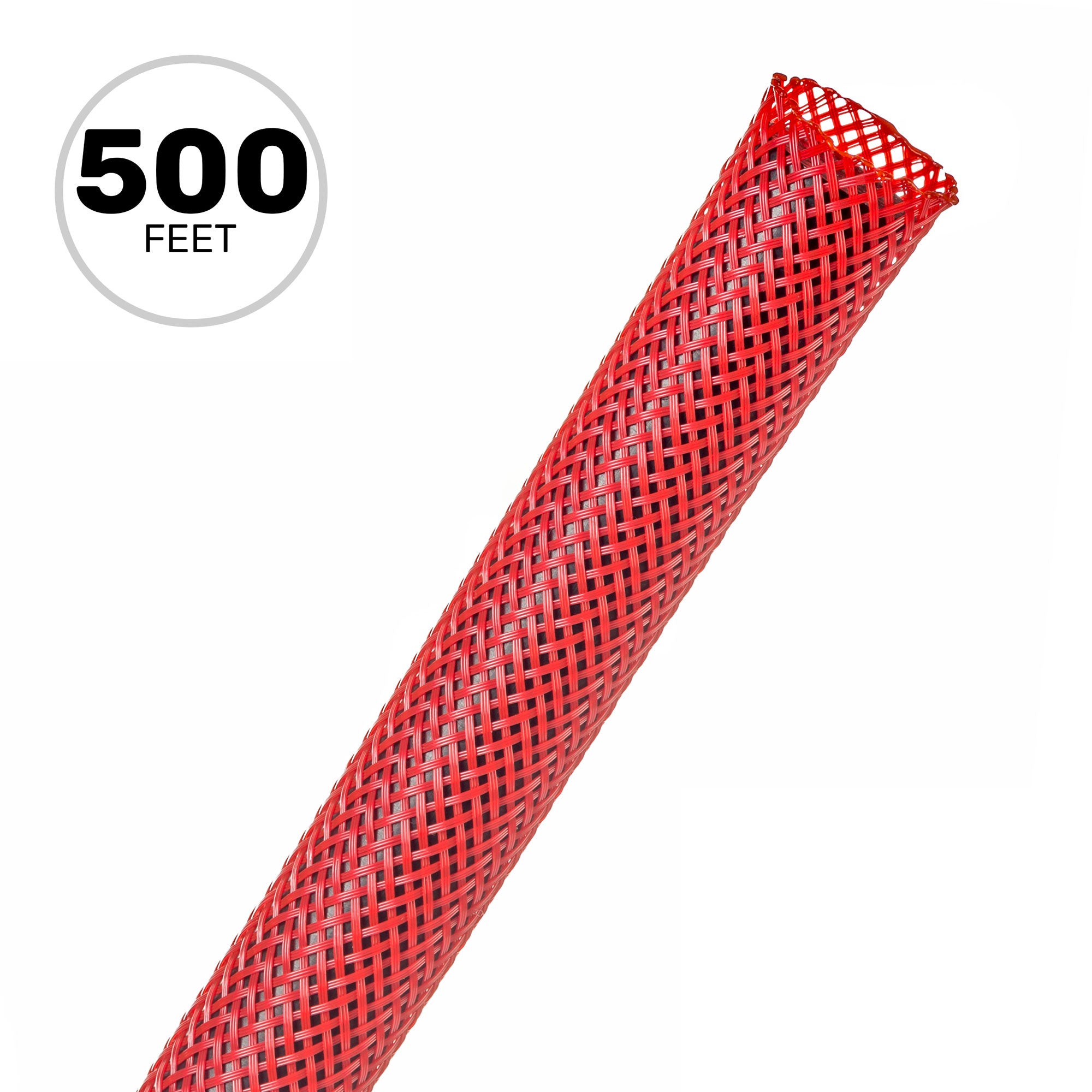 Techflex Flexo PET Expandable Braided Sleeving (1/2" Red, 500' Spool)