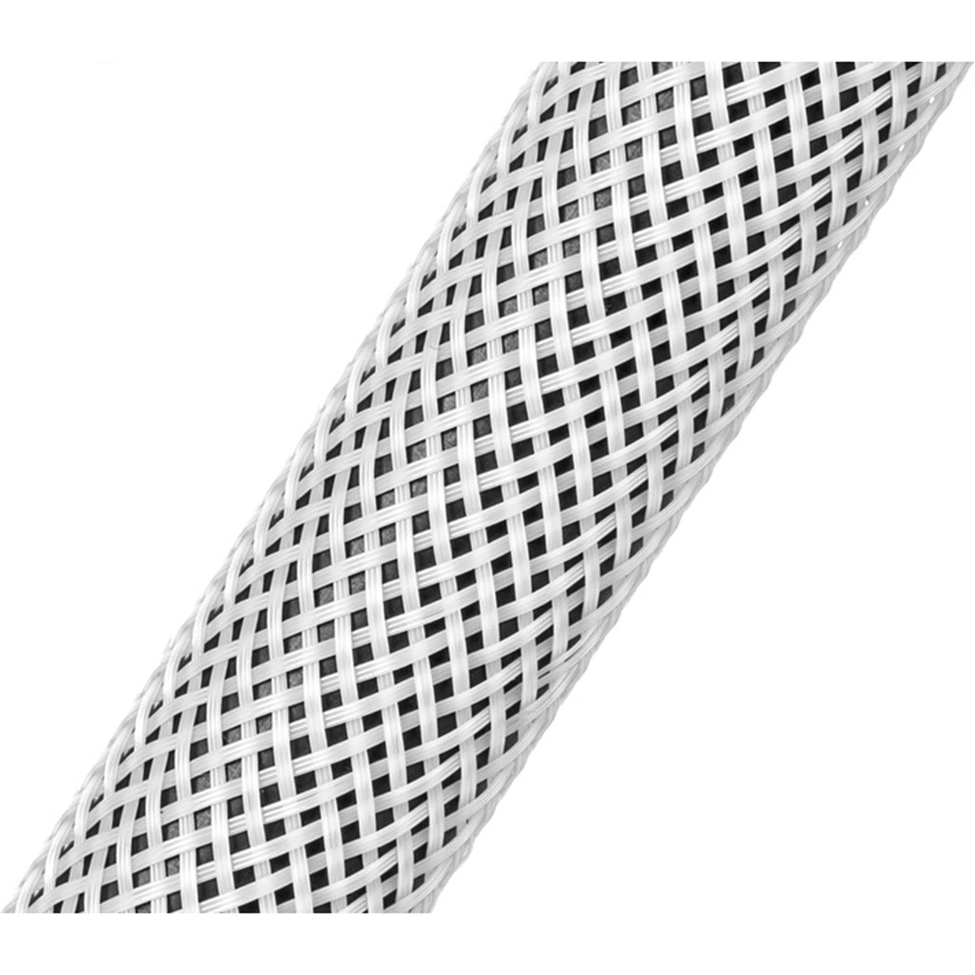 Techflex Flexo PET Expandable Braided Sleeving (1/4" White, By the Foot)
