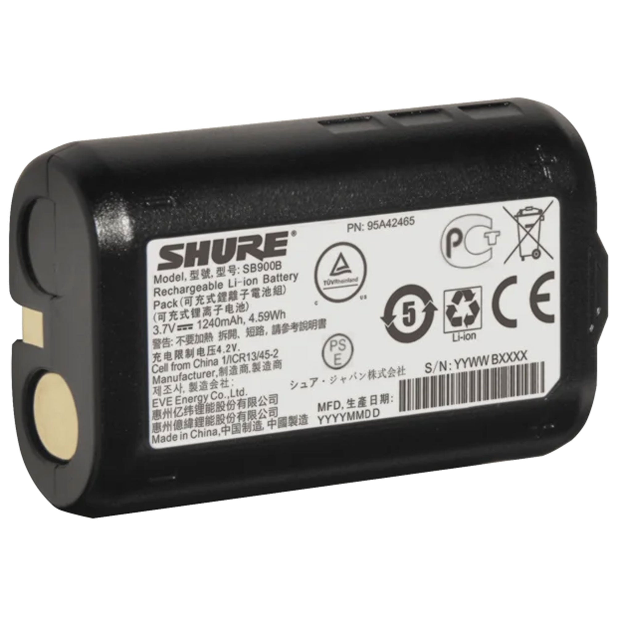 Shure SB900B Rechargeable Lithium-Ion Battery for Bodypack Transmitters/Receivers