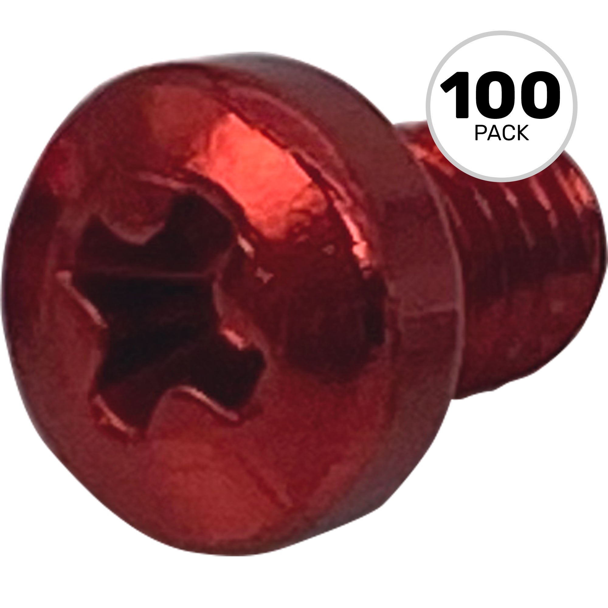 SquarePlug M3x4/R Anodized Aluminum M3x4 Color Coding Screws (Red, 100 Pack)