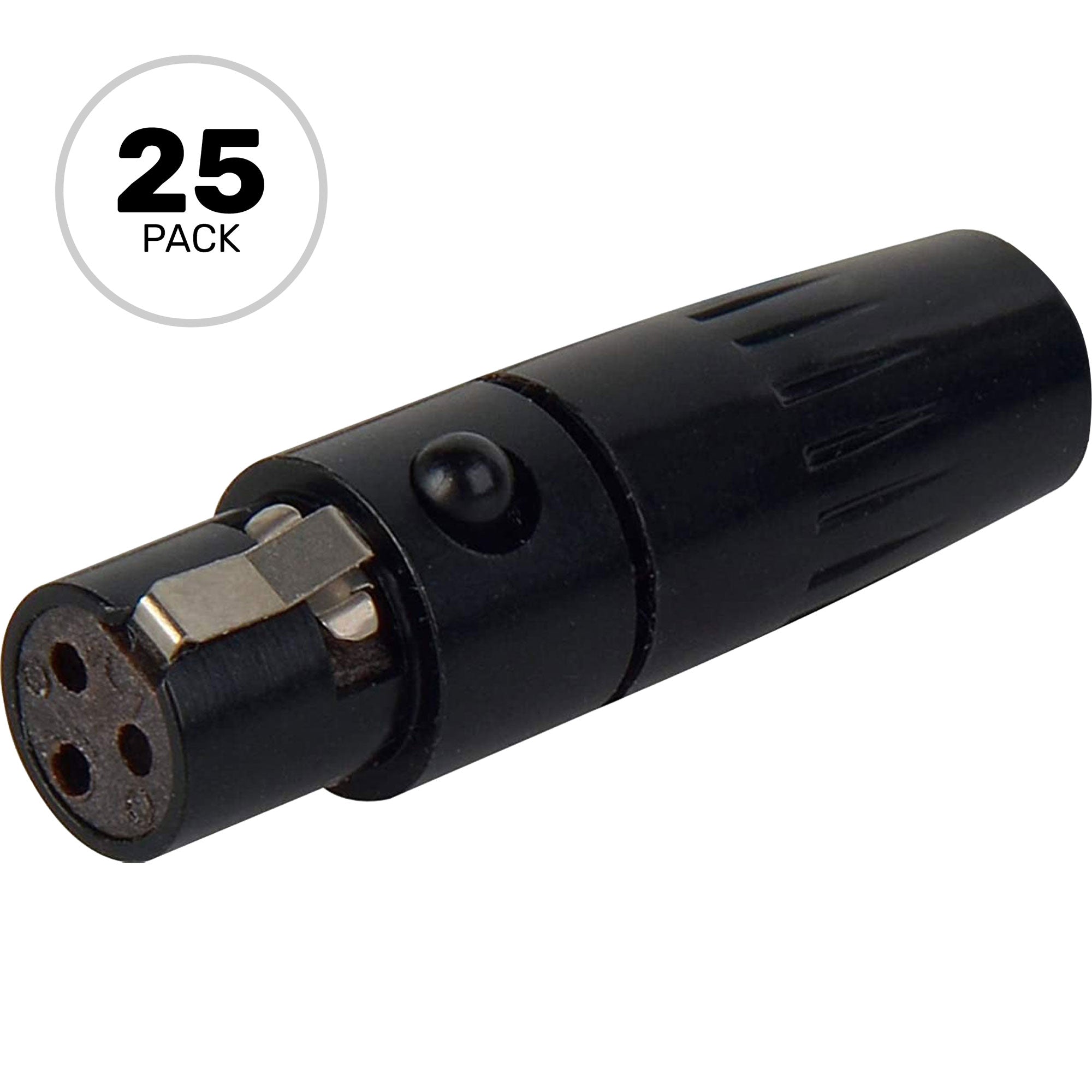 Switchcraft TA3FLBX Female 3-Pin Tini-QG Mini-XLR Cable Connector for Large Cable (Black, 25 Pack)
