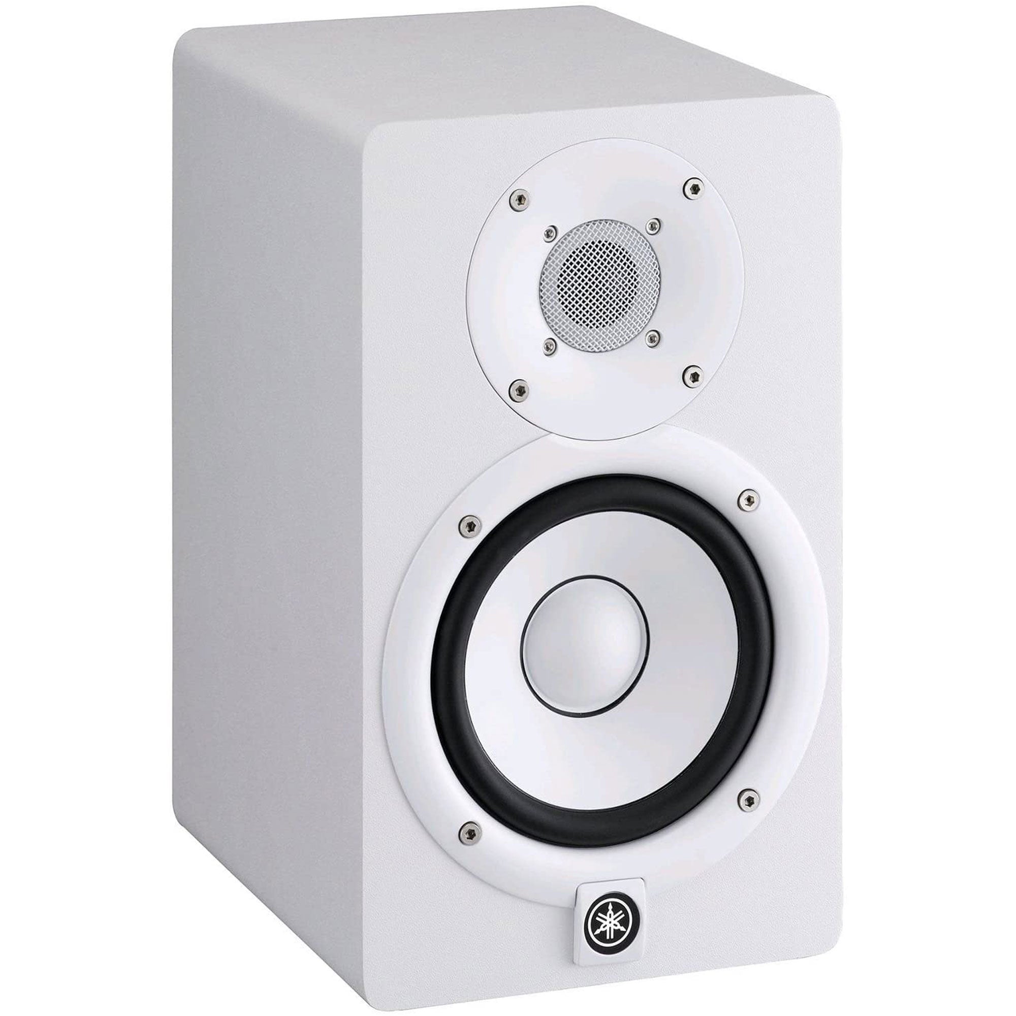 Yamaha HS5W Powered Studio Monitors and HS8S Subwoofer with Isolation Pads and Cables Kit (White)