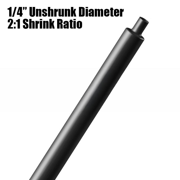 0.25-inch unshrunk heat shrink tubing with 2 to 1 shrink ratio