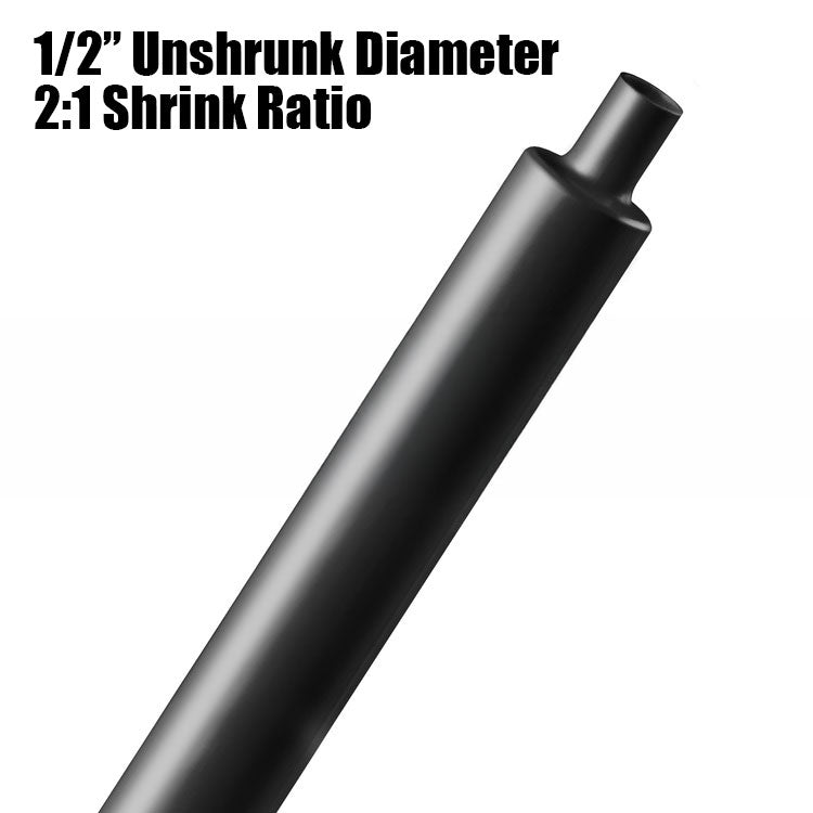 0.5-inch unshrunk heat shrink tubing with 2 to 1 shrink ratio