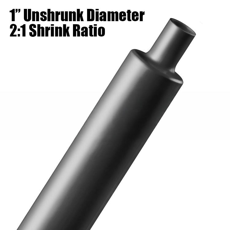 1-inch unshrunk heat shrink tubing with 2 to 1 shrink ratio