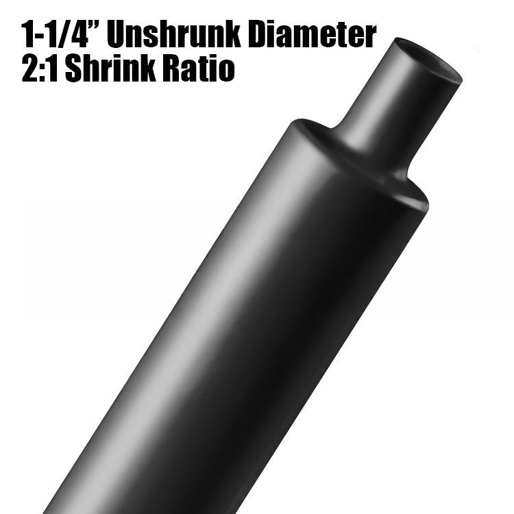1.25-inch unshrunk heat shrink tubing with 2 to 1 shrink ratio