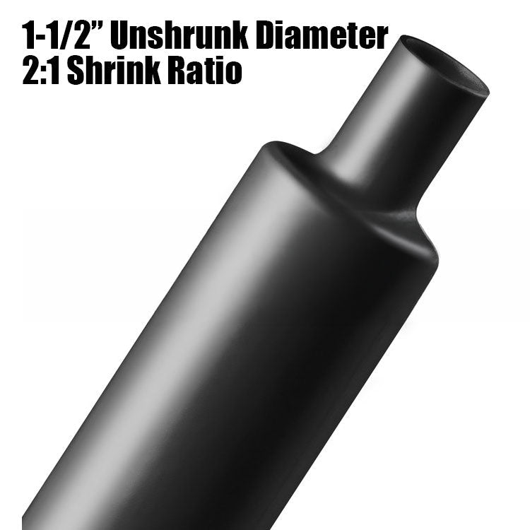 1.5-inch unshrunk heat shrink tubing with 2 to 1 shrink ratio