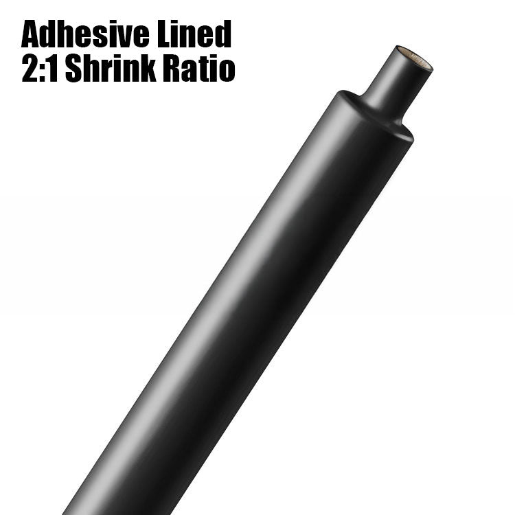 Adhesive lined heat shrink tubing with 2 to 1 shrink ratio