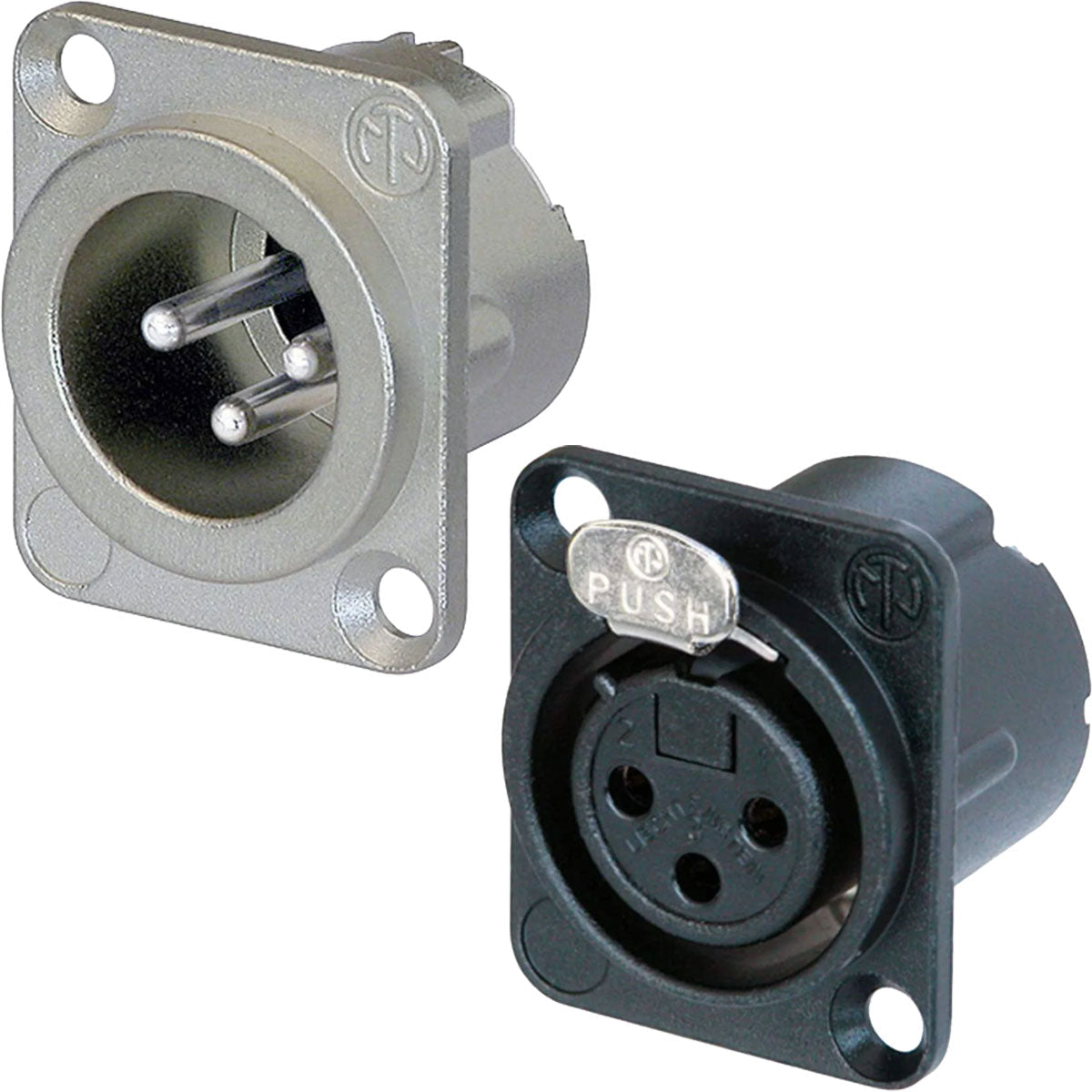 3-Pin XLR chassis panel mount connectors for professional audio and lighting applications