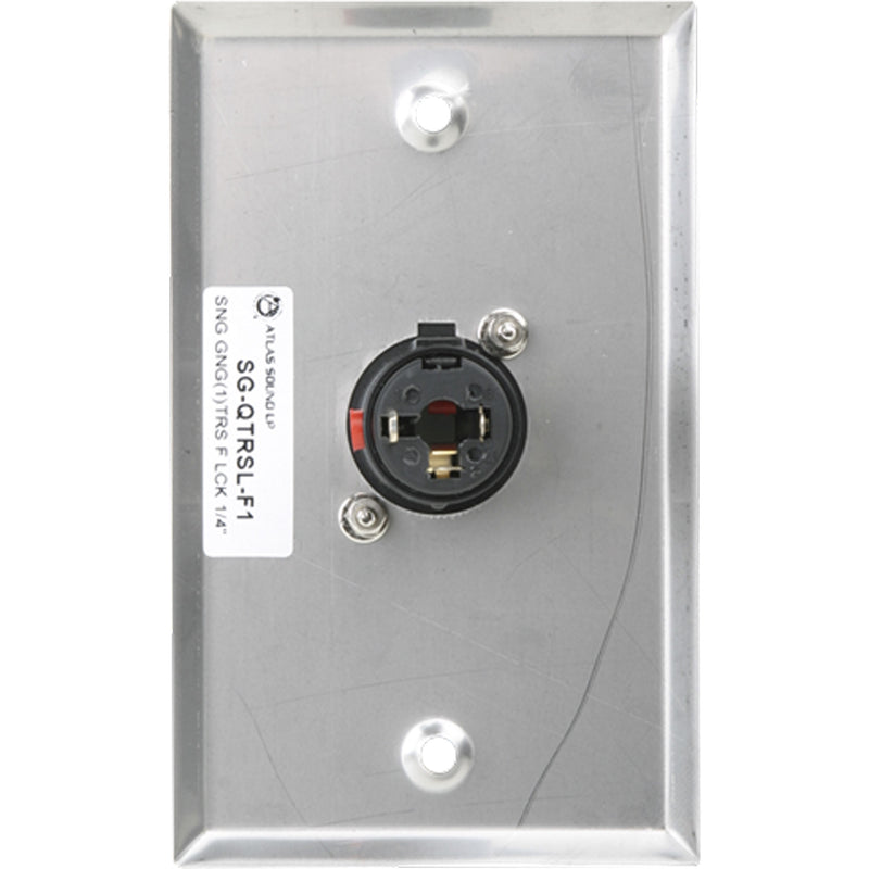 AtlasIED SG-QTRSL-F1 Single Gang Stainless Steel Plate with (1) Female Locking TRS Connector