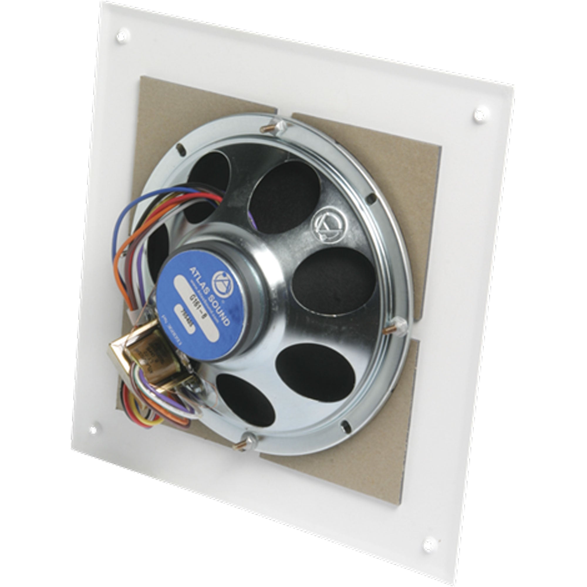 AtlasIED G161-8 8" In-Ceiling Speaker with 4-Watt 25V/70V Transformer and 161-8 Square Baffle