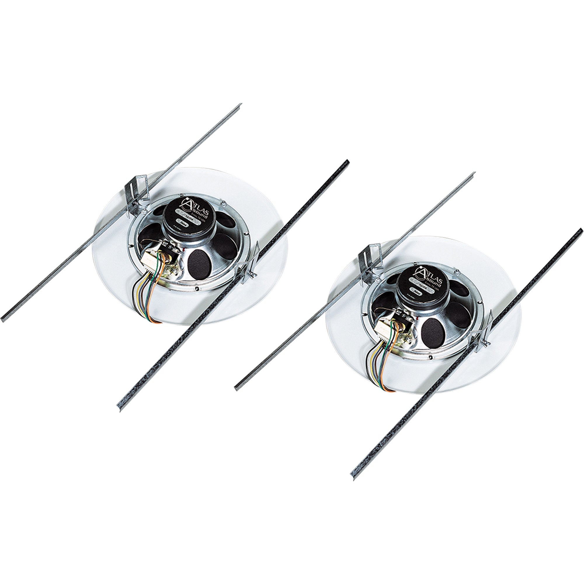 AtlasIED EZHD72W 8" In-Ceiling Speaker with 4W 25V/70V Transformer, 51-8 Baffle, Support Rails (Pair)