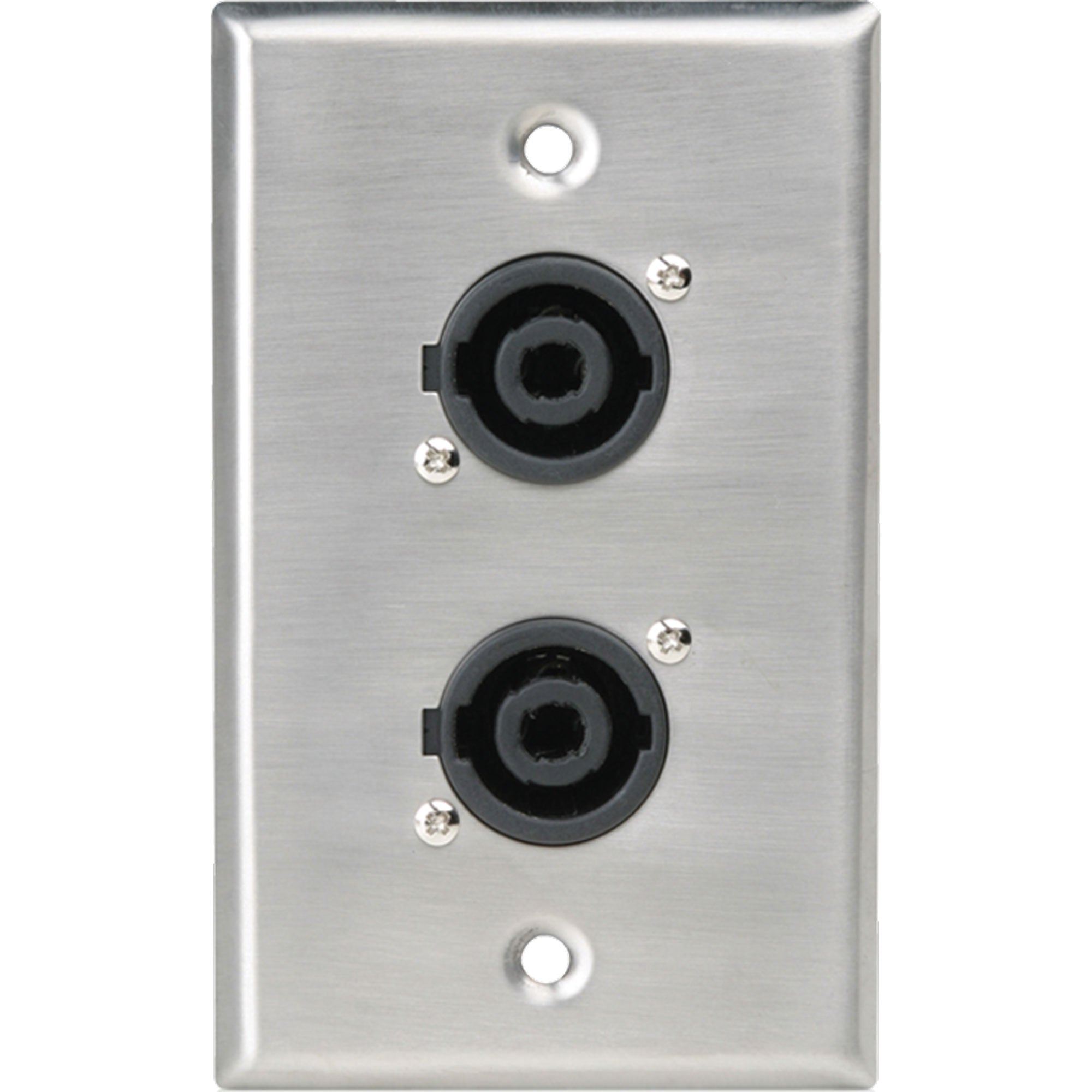 AtlasIED SG-NL4MP-2 Single Gang Stainless Steel Plate with (2) NL4MP 4 Pole Connectors Image 1
