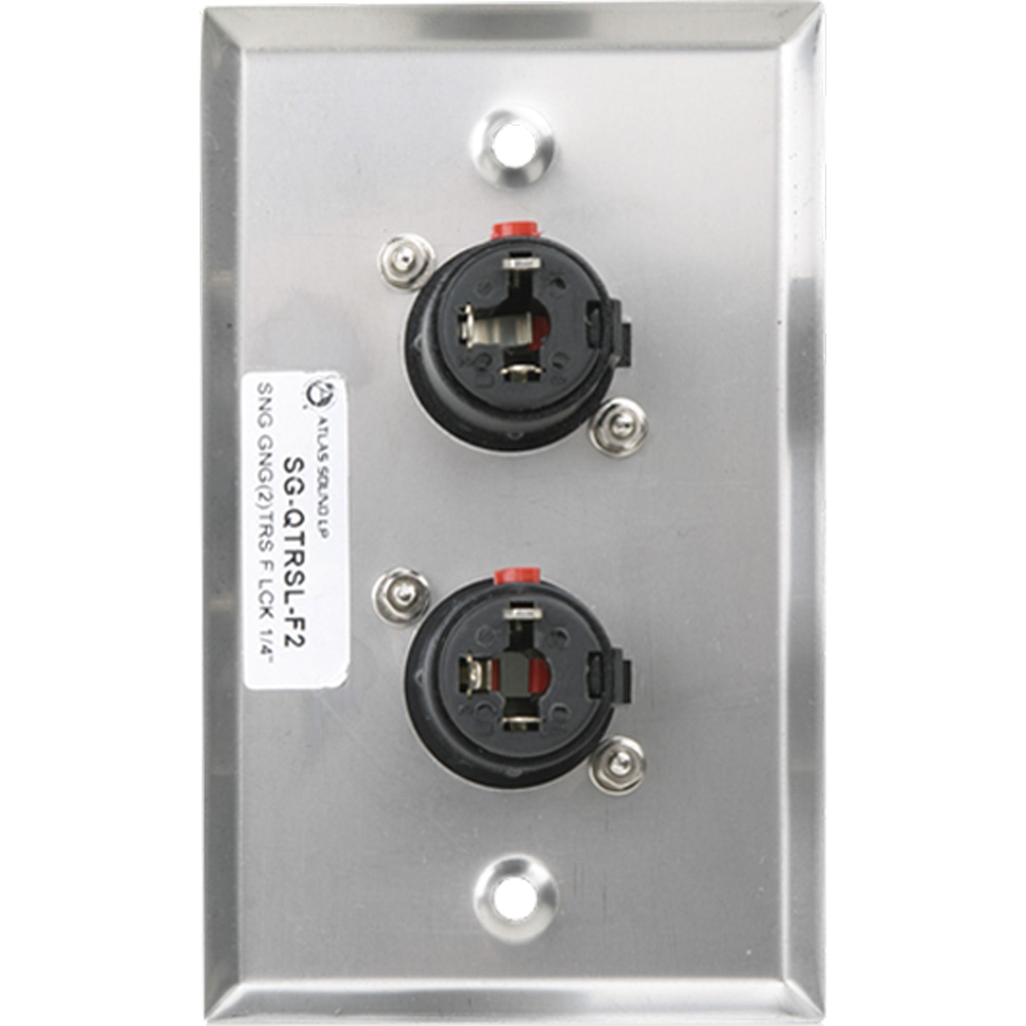 AtlasIED SG-QTRSL-F2 Single Gang Stainless Steel Plate with (2) Female Locking TRS Connectors