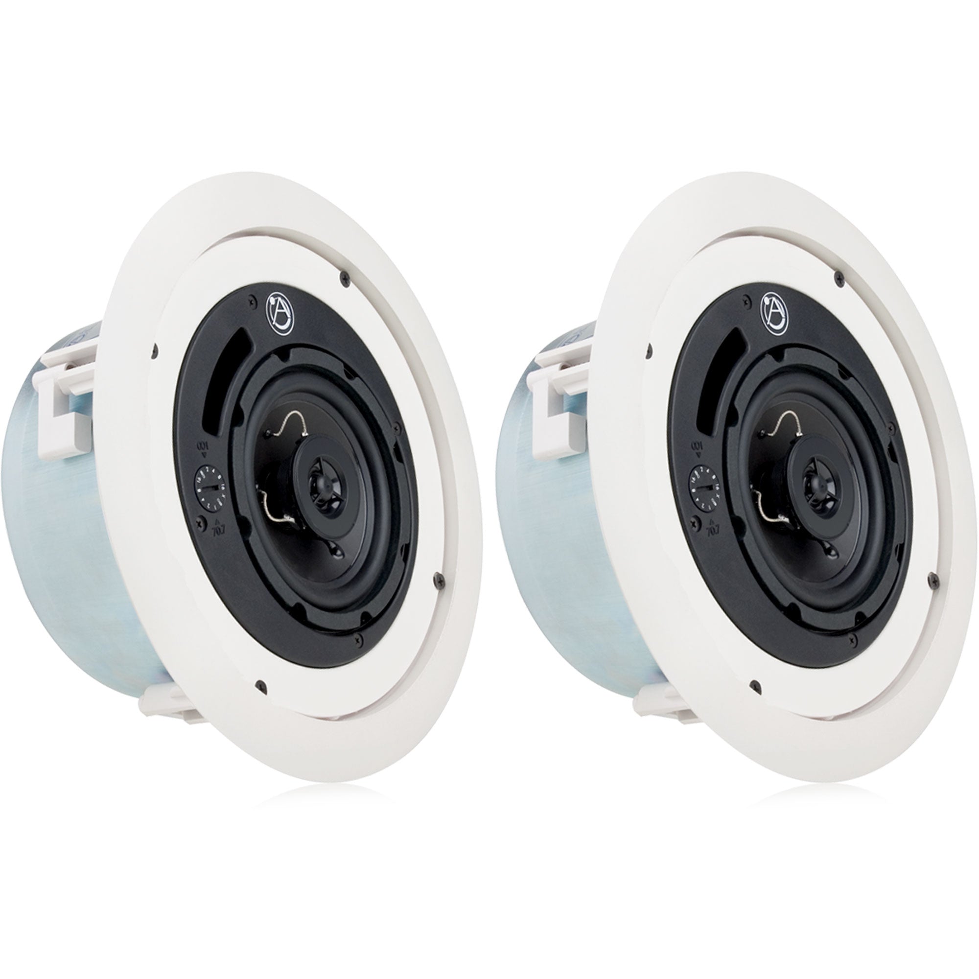 AtlasIED FAP42TC-UL2043 4" Shallow Coaxial In-Ceiling Speaker with 16W 70/100V Transformer (White, Pair)