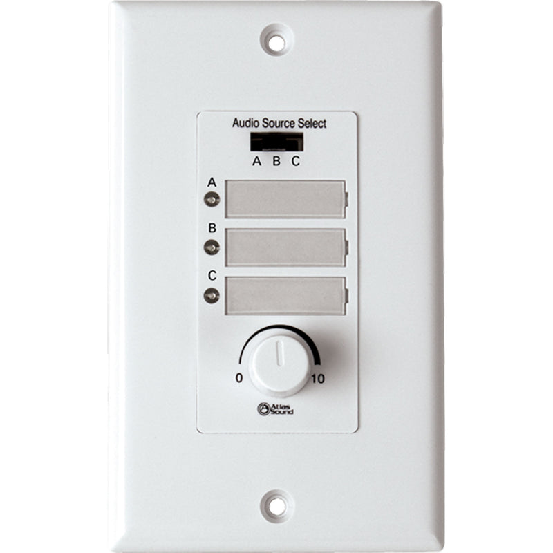 AtlasIED WPD-MIX42RT Wall Plate Input Select Switch, Volume Control 10k Pot and System Indicator