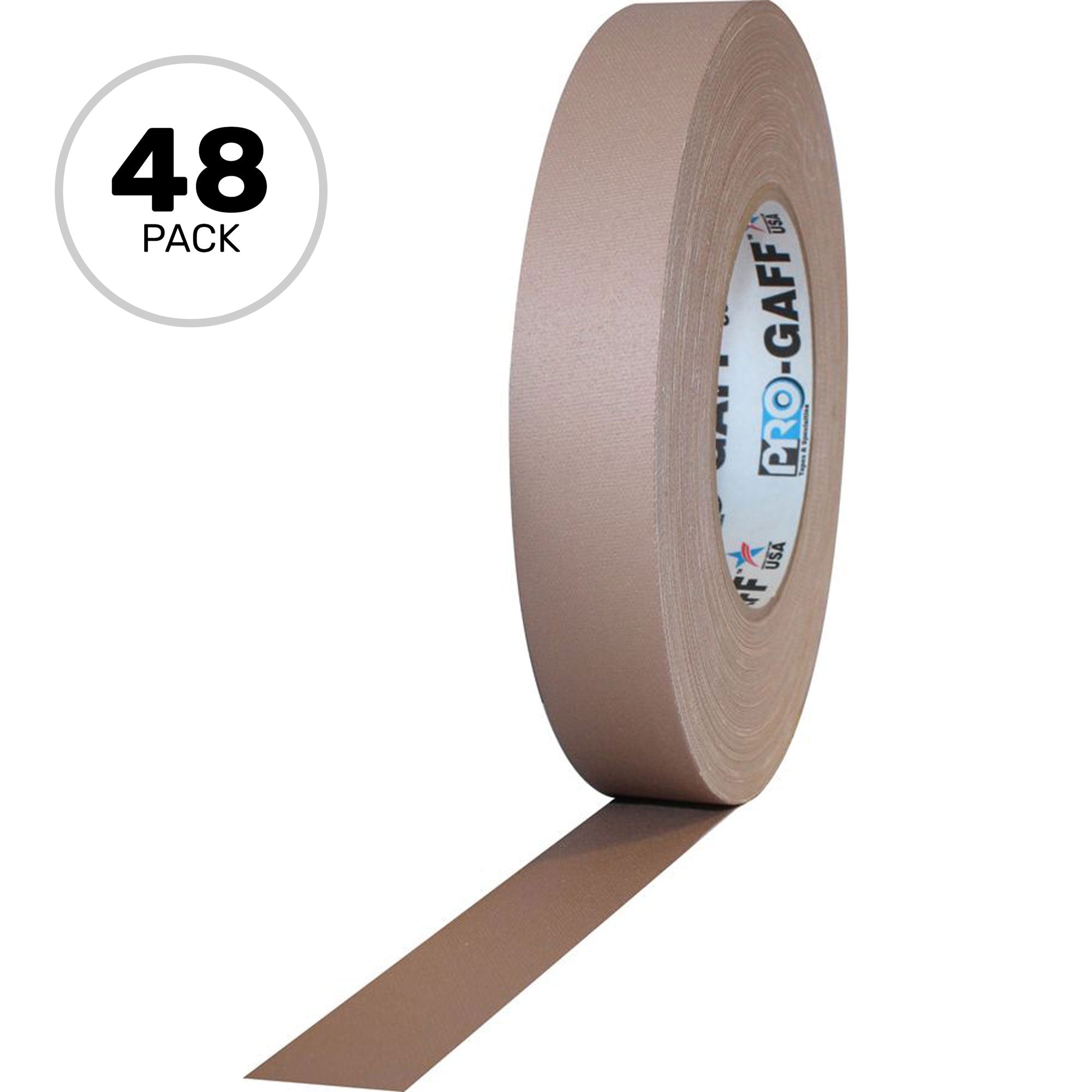 ProTapes Pro Gaff Premium Matte Cloth Gaffers Tape 1" x 55yds (Tan, Case of 48)