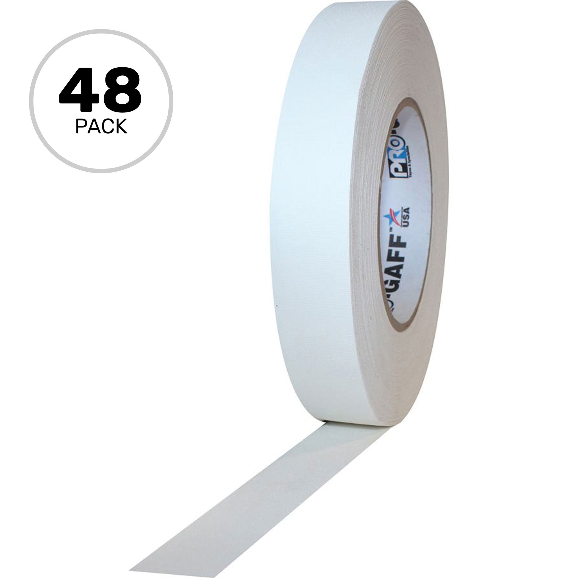ProTapes Pro Gaff Premium Matte Cloth Gaffers Tape 1" x 55yds (White, Case of 48)