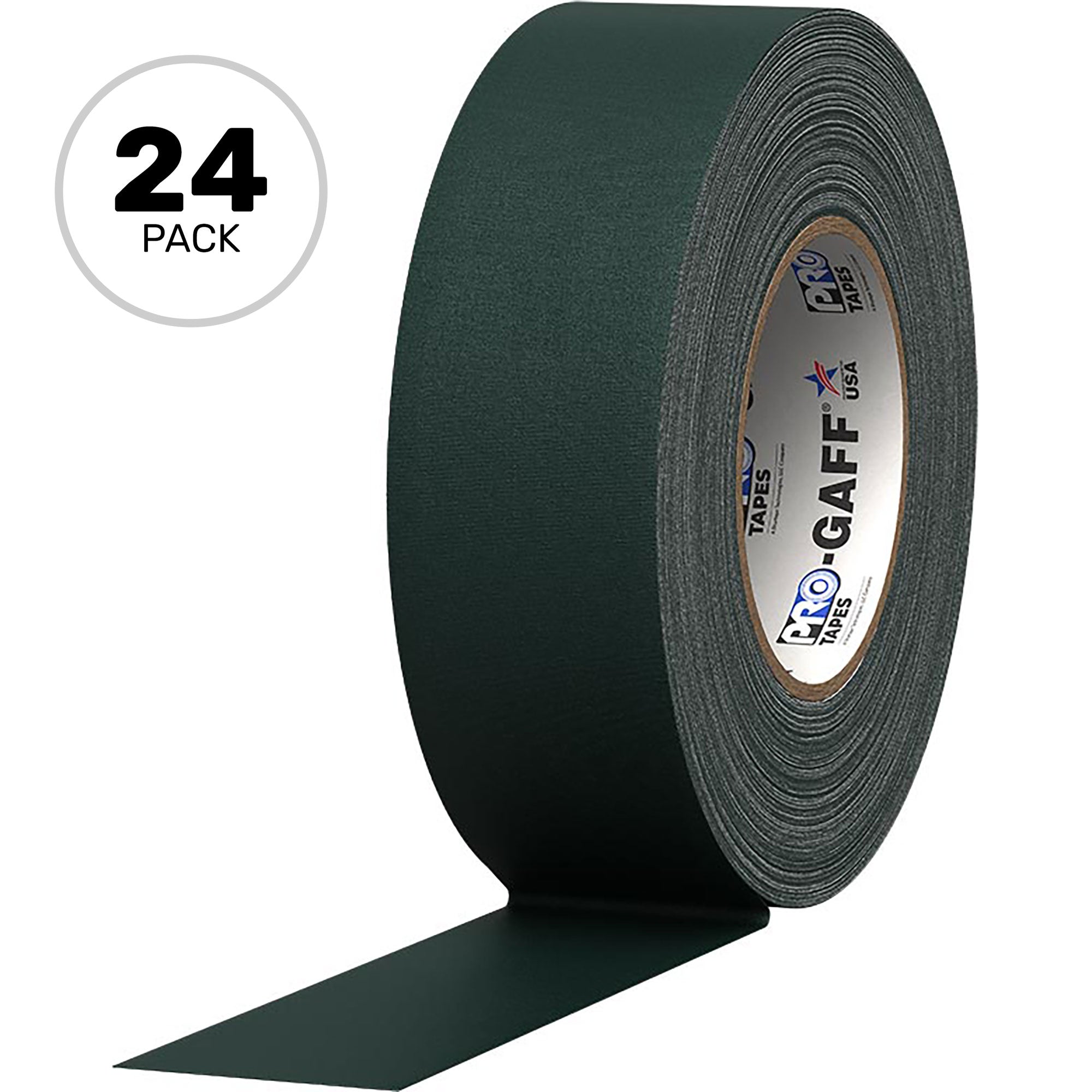 ProTapes Pro Gaff Premium Matte Cloth Gaffers Tape 2" x 55yds (Green, Case of 24)